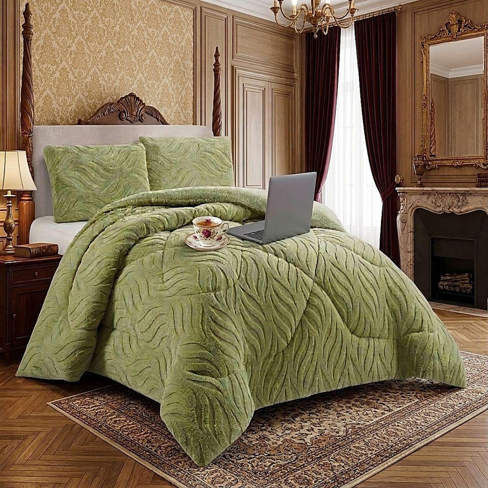 COBERTOR SHERPA TEXTURIZADO RB KING VERDE-2