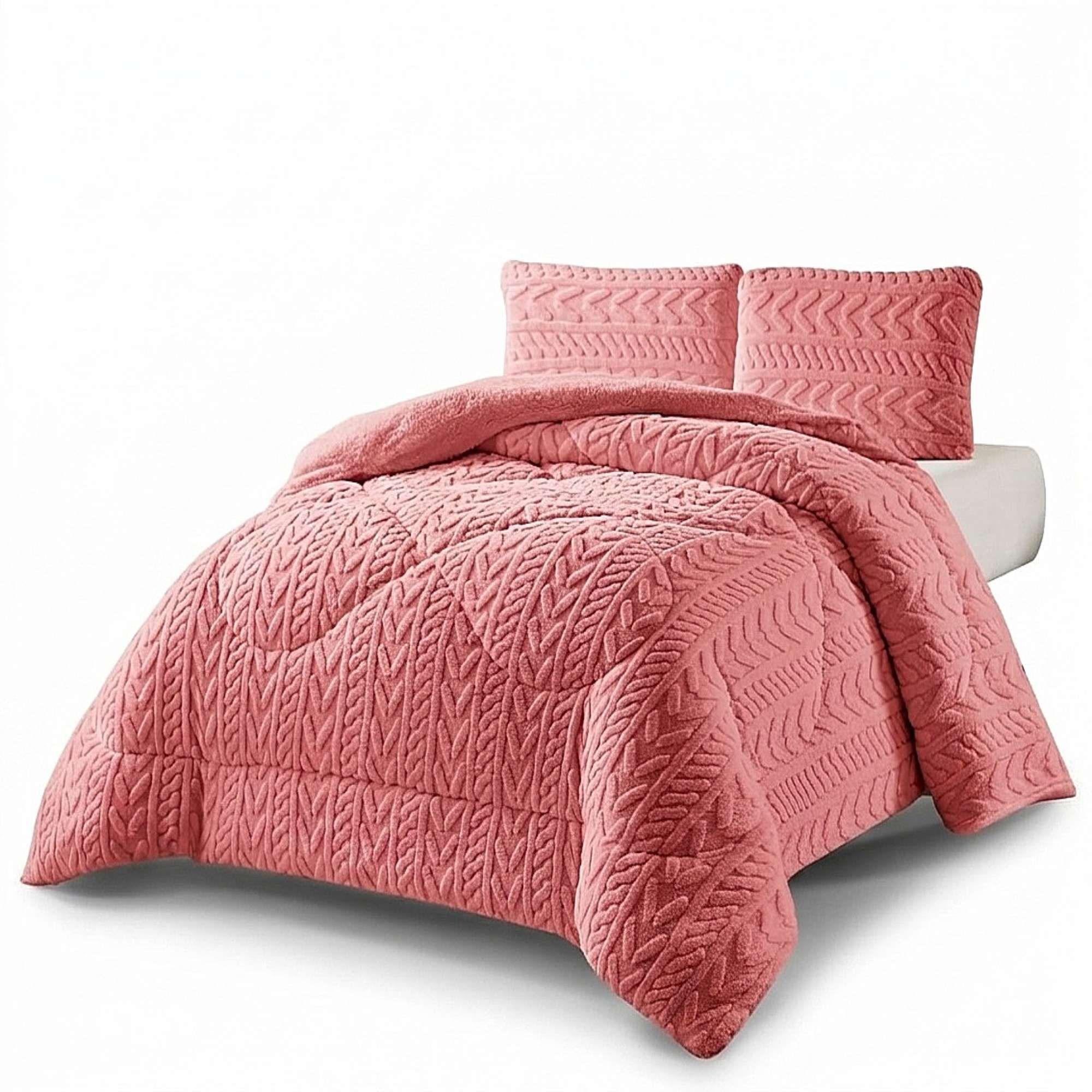 COBERTOR SHERPA TEXTURIZADO RM 2 PLAZAS ROSADO-3