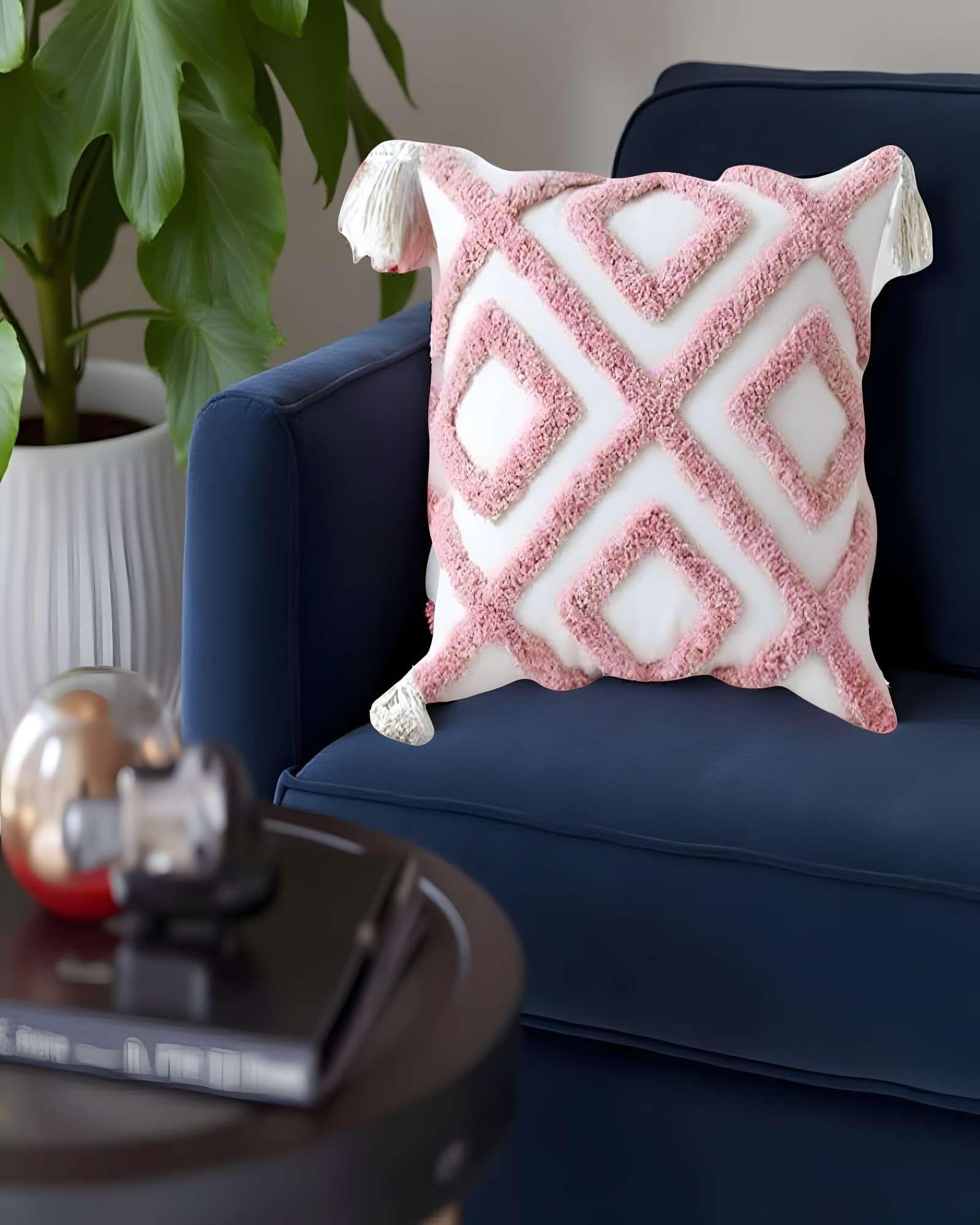 SET DE 4 FUNDAS DE COJIN TUFTING 45X45 CM BLANCO 08-3