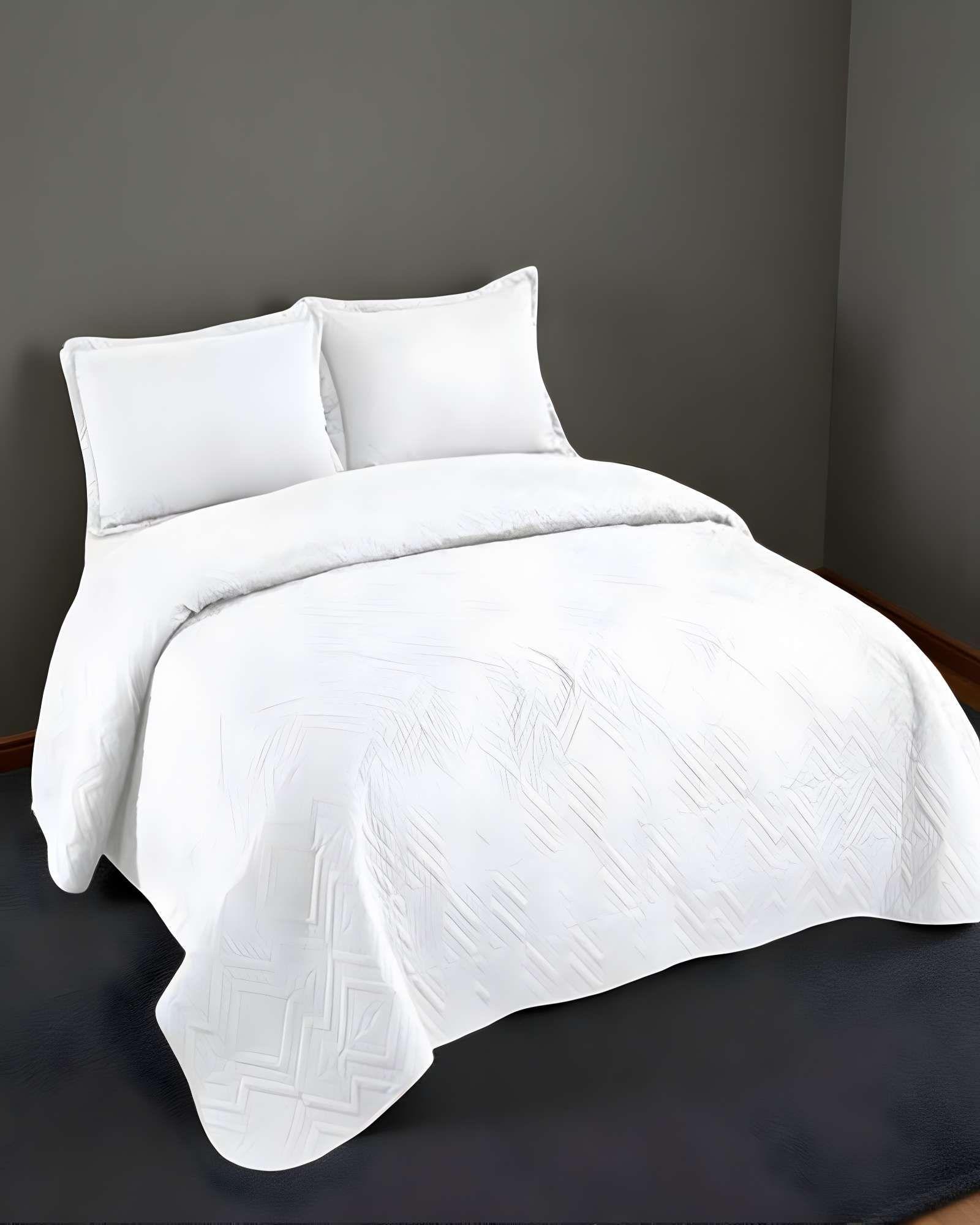 QUILT CUBRECAMA DE VERANO CON COLORES LISOS PLAZA Y MEDIA BLANCO-3