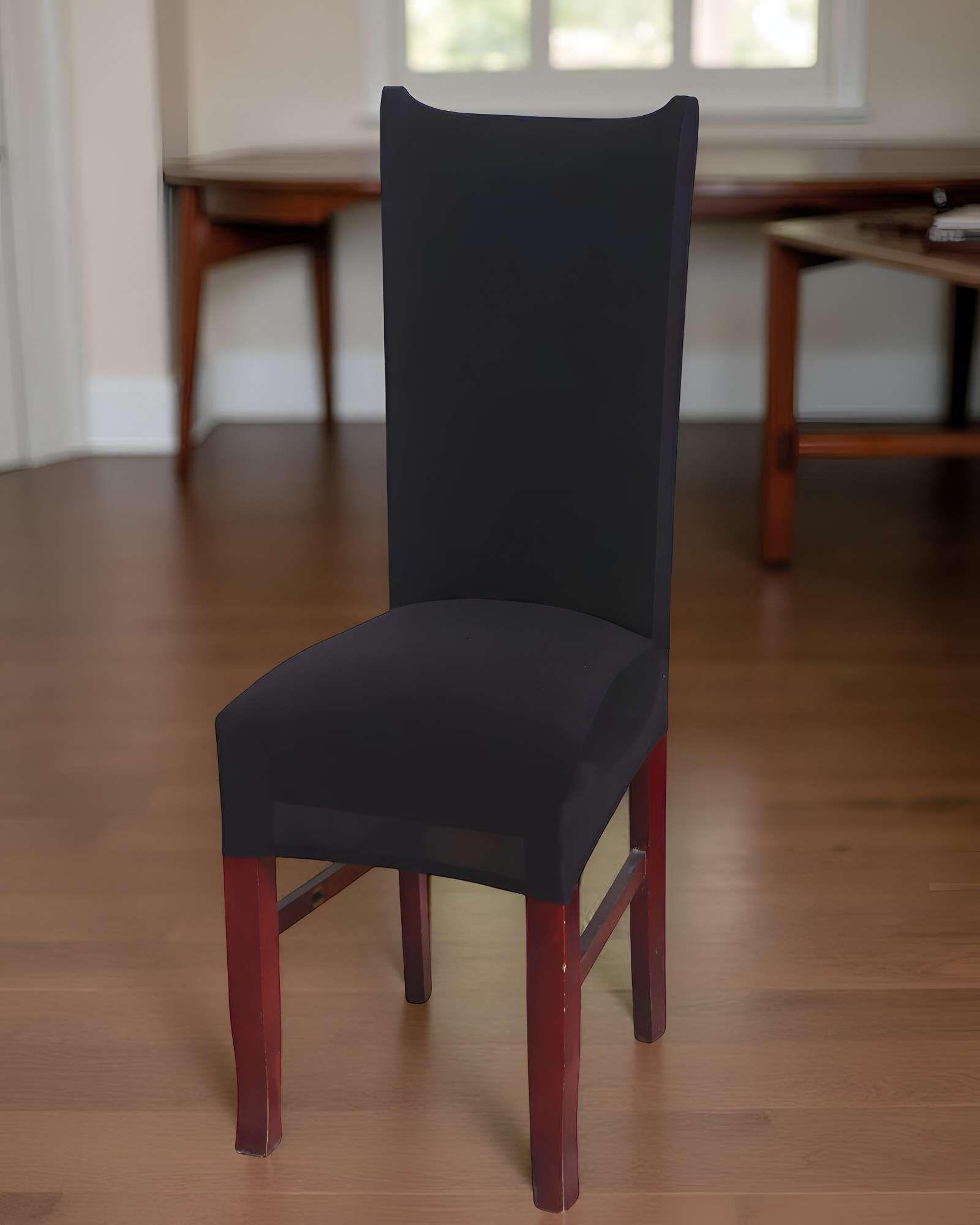 SET DE 6 FUNDAS DE SILLA ELASTICADAS COLOR NEGRO-3