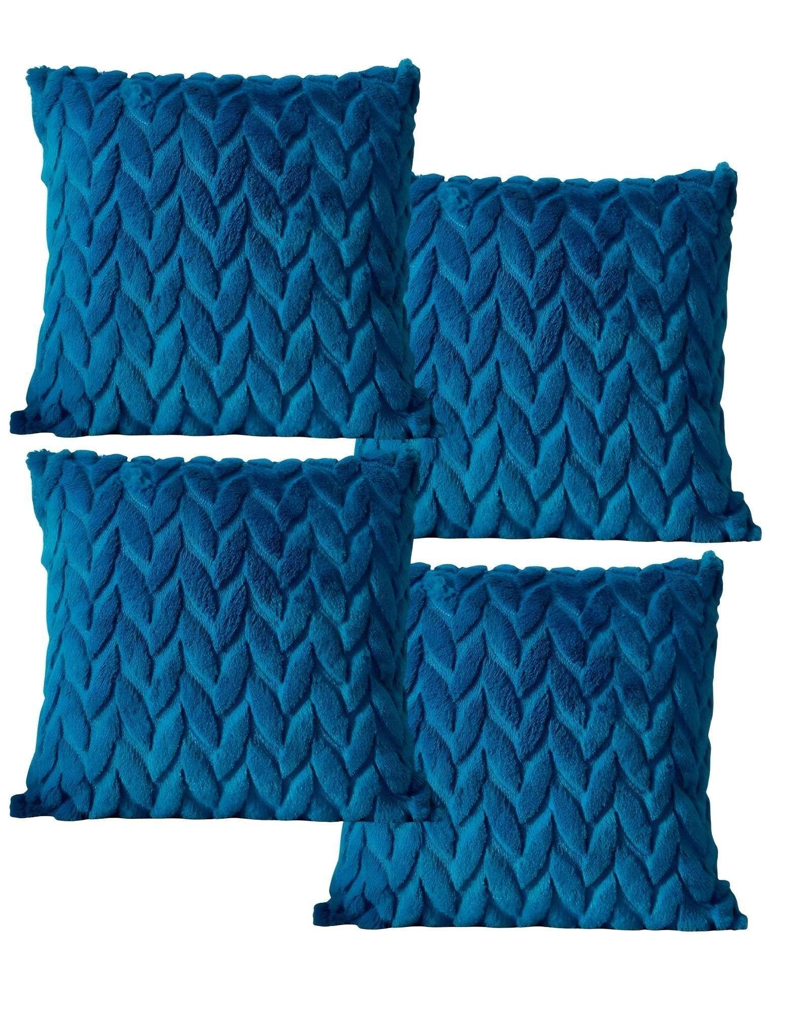 SET DE 4 FUNDAS DE COJINES DISEÑO ESPIGA 45CM X 45 CM TURQUESA-2