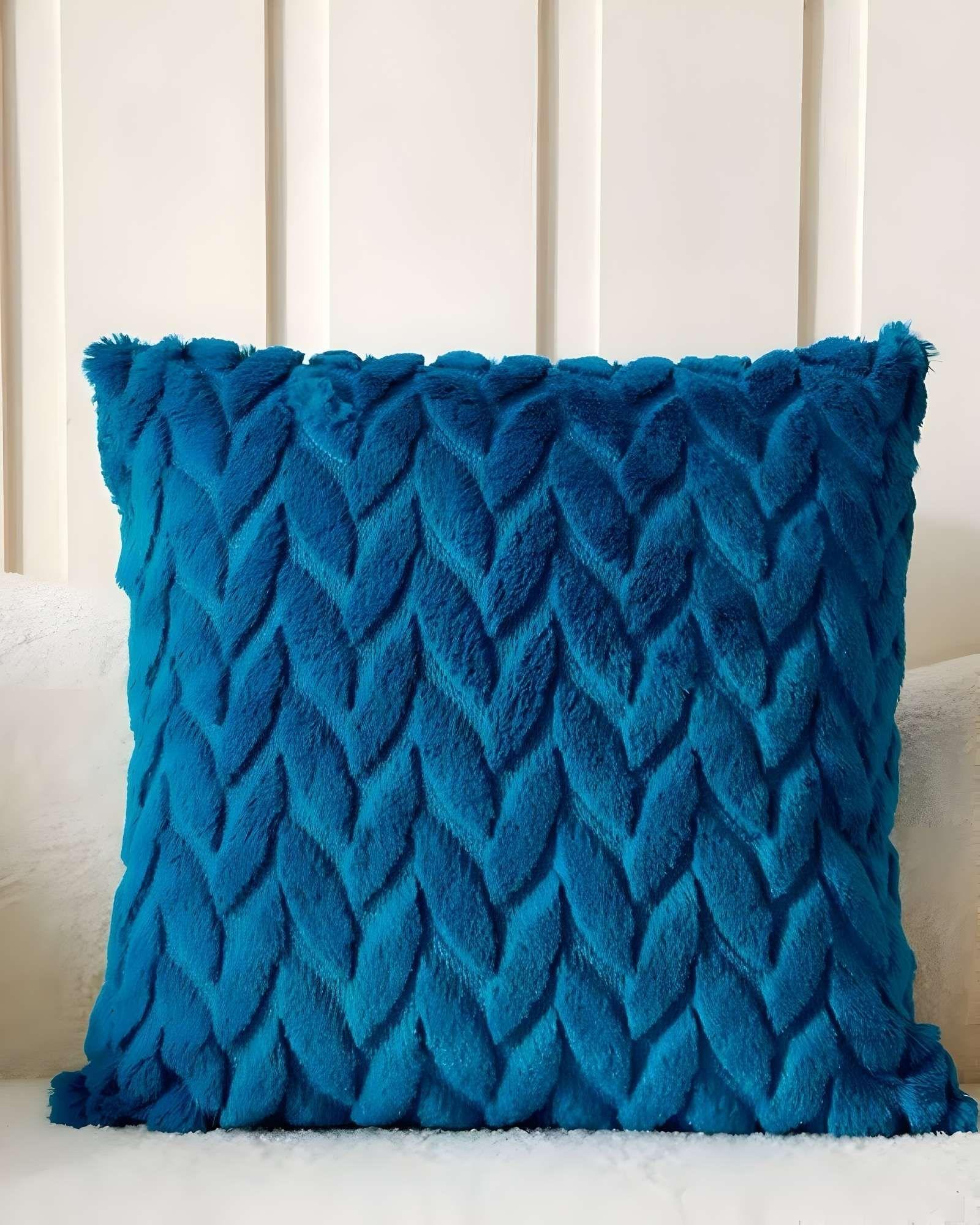 SET DE 4 FUNDAS DE COJINES DISEÑO ESPIGA 45CM X 45 CM TURQUESA-3