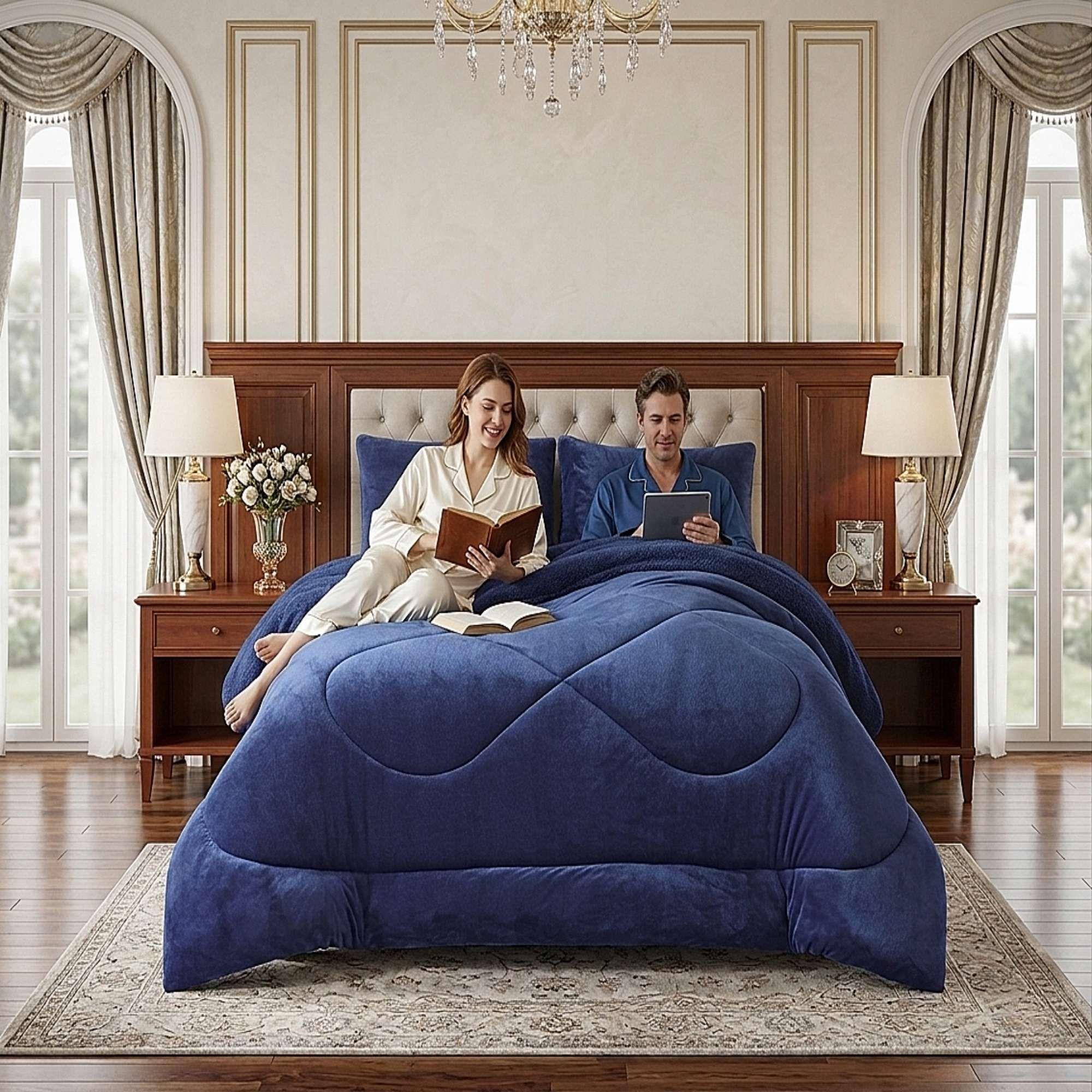 COBERTOR SHERPA PLUSH CS KING AZUL O-3