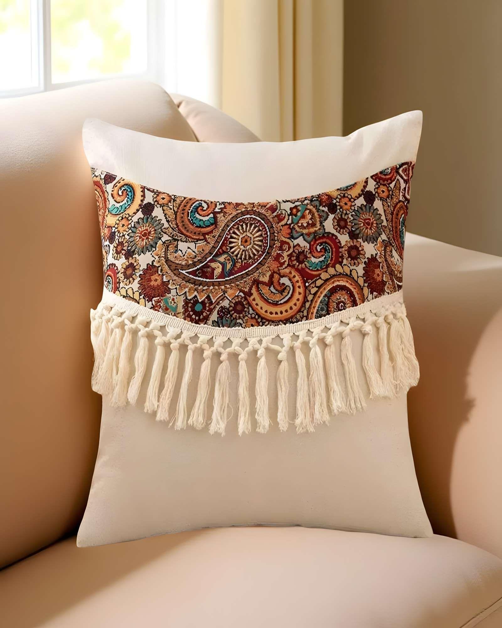 PACK DE 4 FUNDAS DE COJIN LINO MANDALA 45X45 BEIGE 02-2