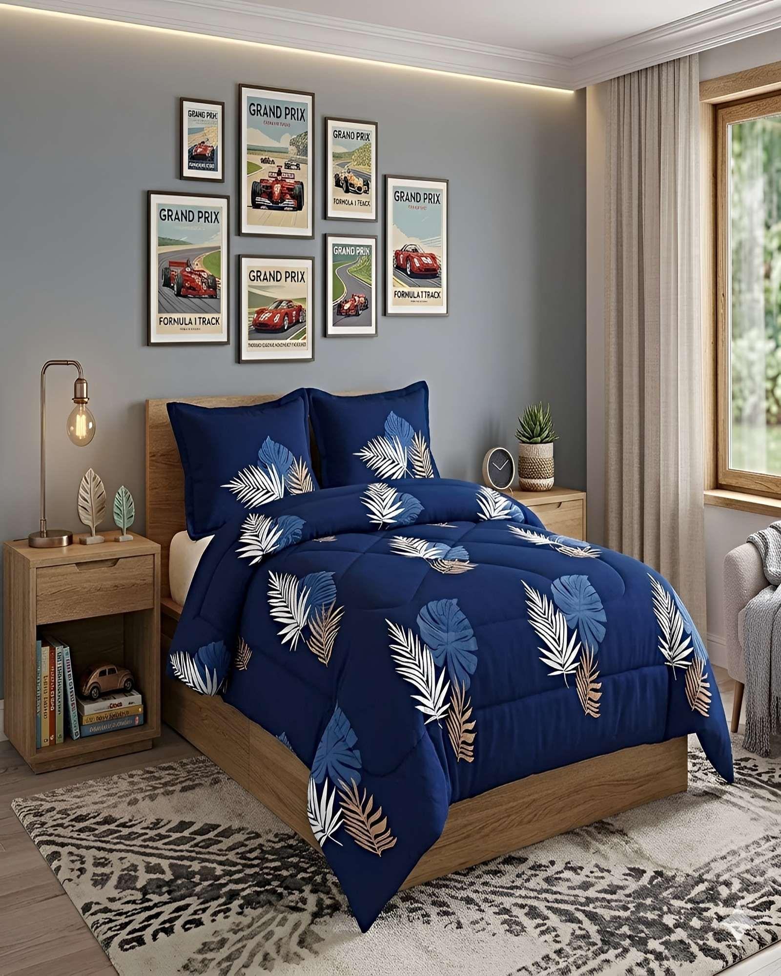 SET COBERTOR DE INVIERNO 1.5 PLAZA 180X200CM AZUL MARINO-3