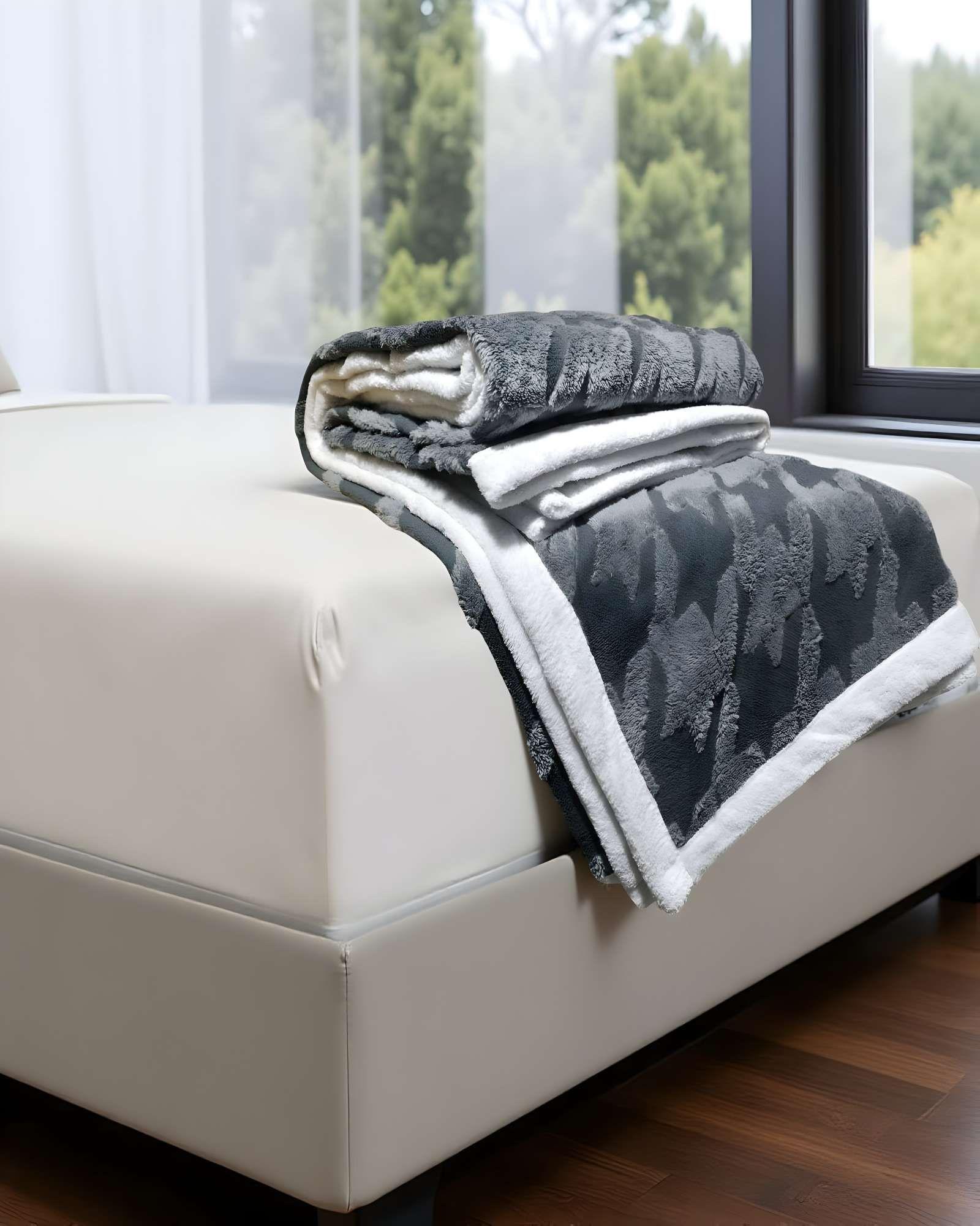 FRAZADA ELEGANTE 2 PLAZAS GRIS OSCURO 200X230CM J5-2