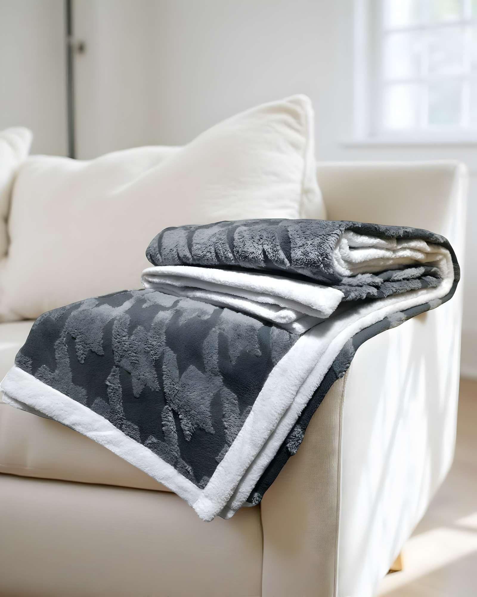 FRAZADA ELEGANTE 2 PLAZAS GRIS OSCURO 200X230CM J5-3