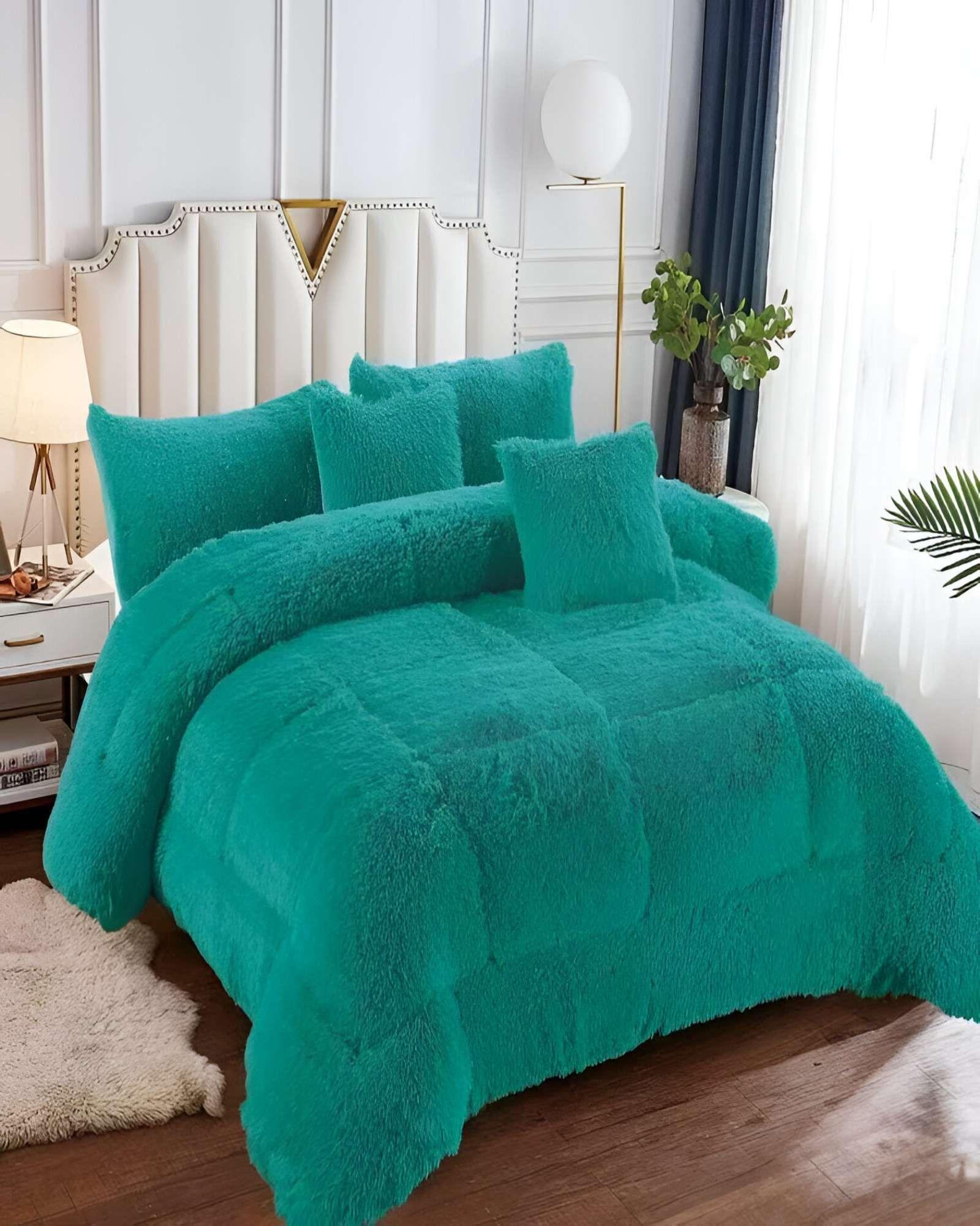 COBERTOR CON CHIPORRO PELUDO 2 PLAZAS 230X250CM TURQUESA-3