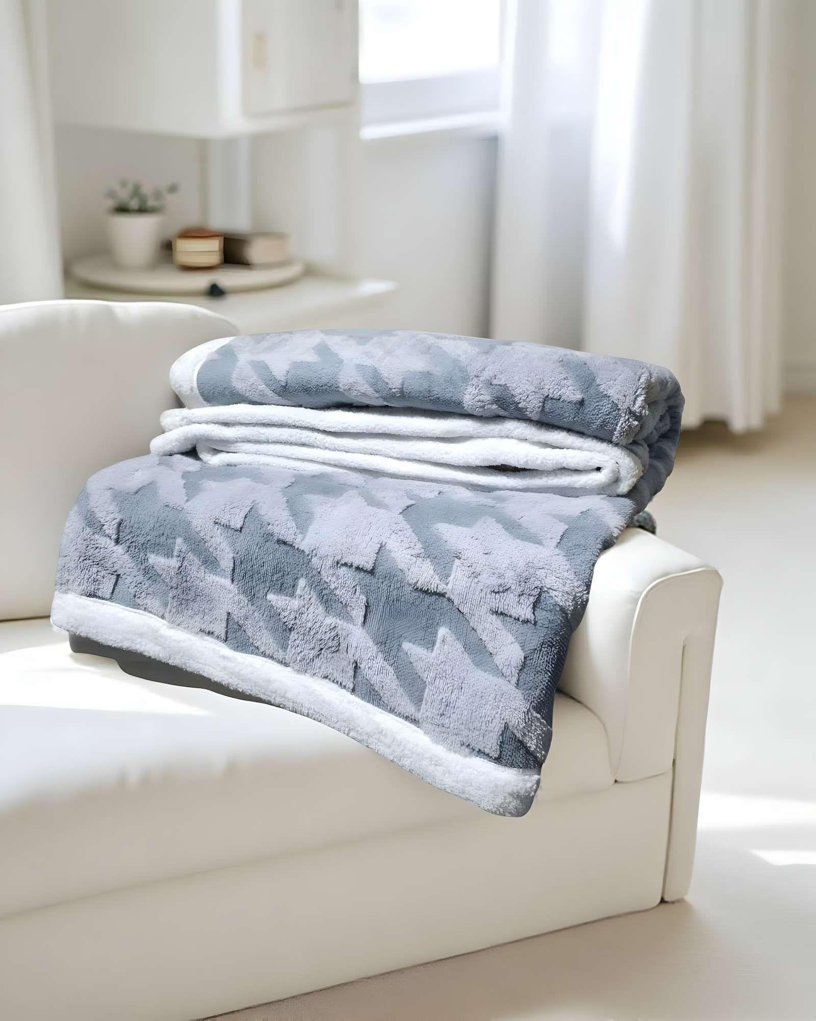 FRAZADA ELEGANTE 2 PLAZAS GRIS CLARO 200X230CM J6-3