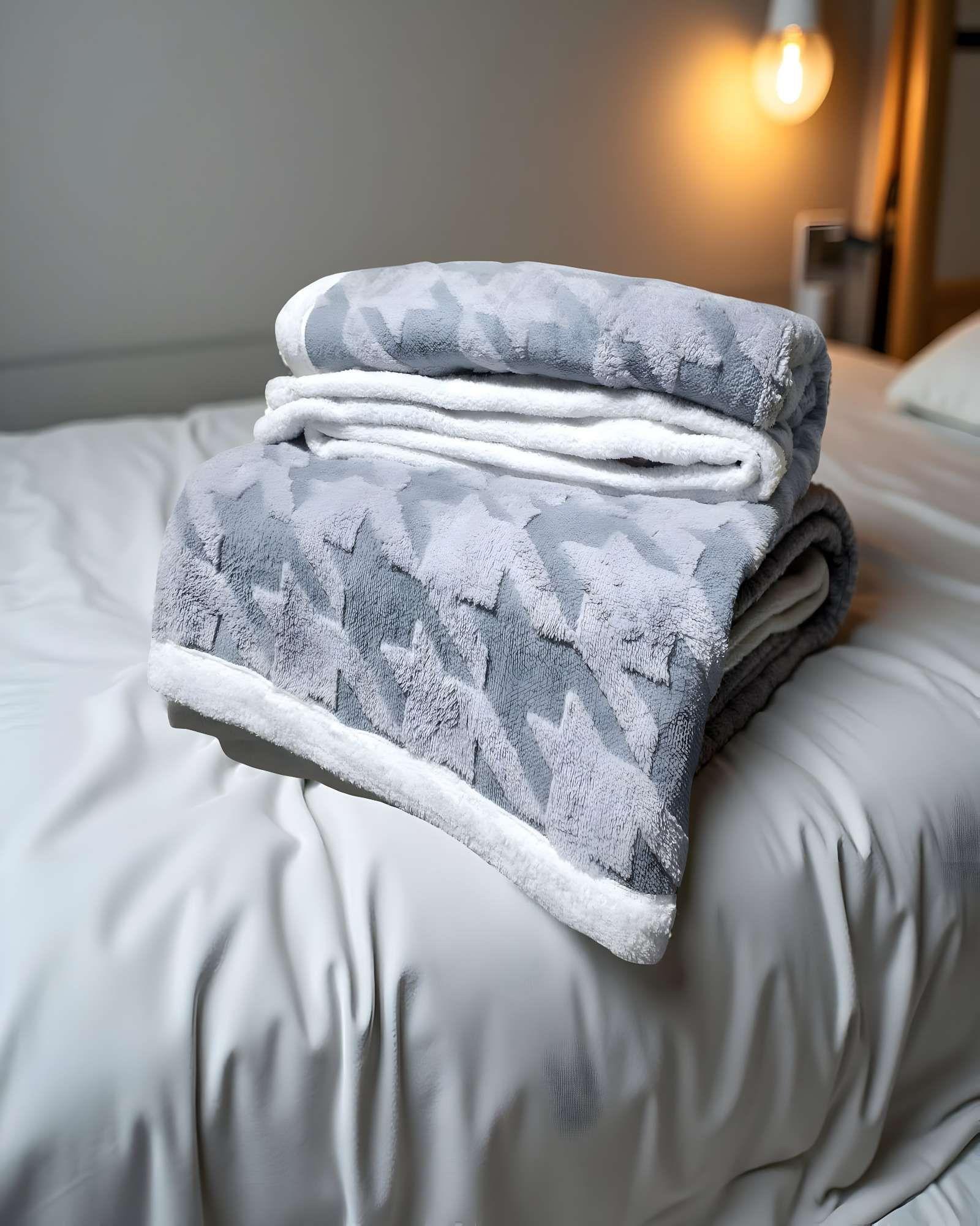 FRAZADA ELEGANTE 2 PLAZAS GRIS CLARO 200X230CM J6-2