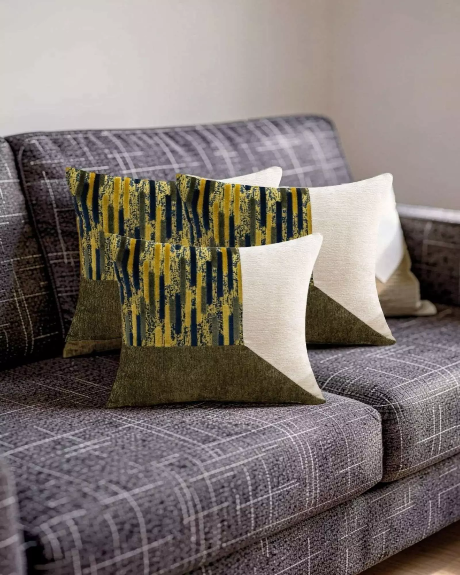 PACK DE 3 FUNDAS DE COJIN CHENILLE DE EMPALME MULTICOLOR 6-2