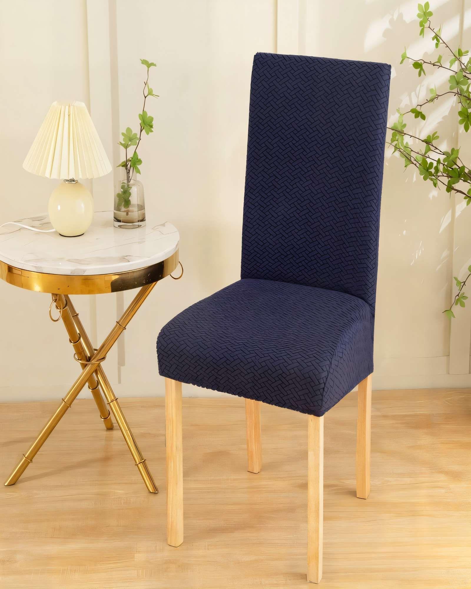 SET DE 6 FUNDAS DE SILLA CON DISEÑO TEXTURIZADO COLORAZUL OSCURO-2