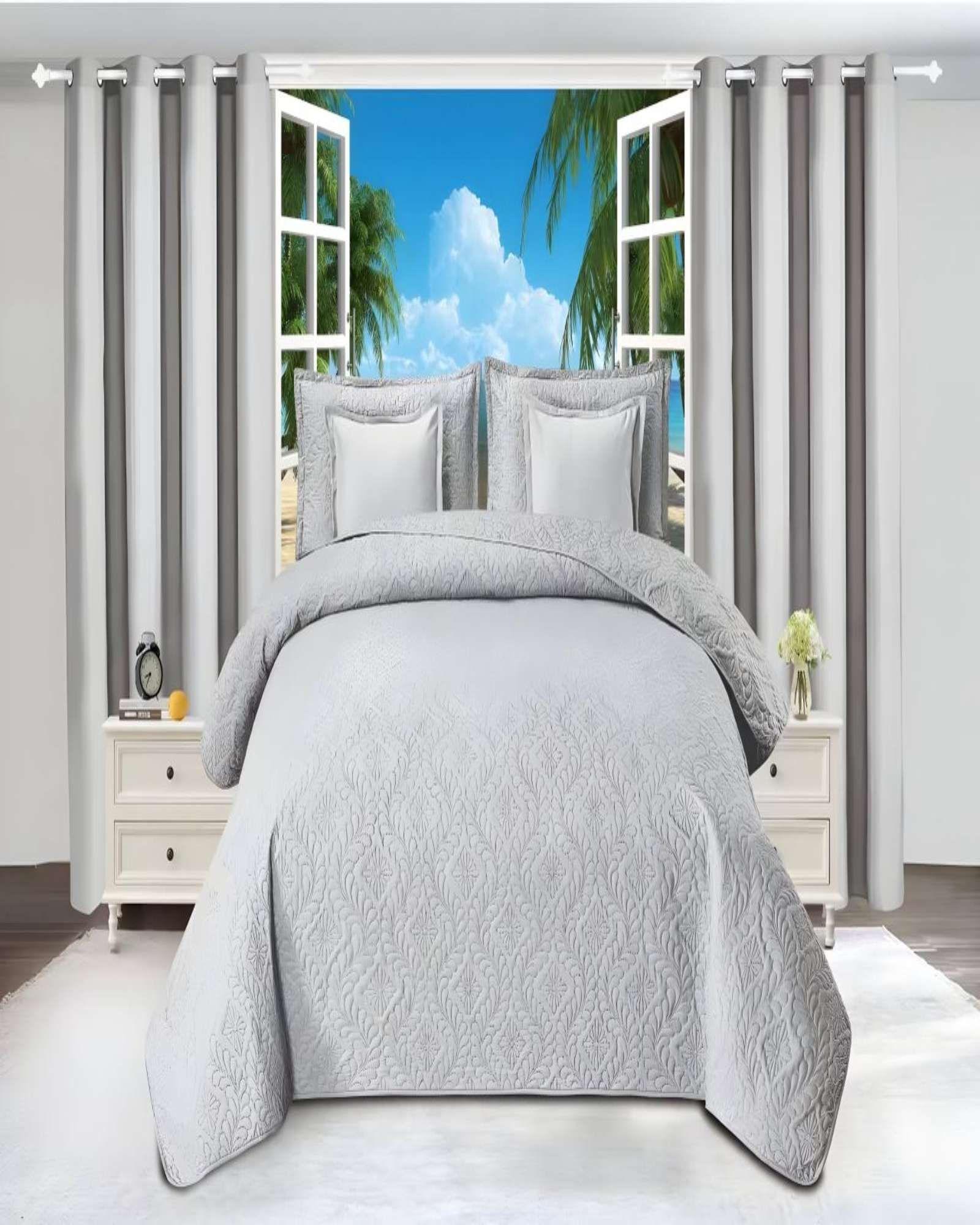 SET DE CAMA DE 9 PIEZAS INCLUYE CUBRECAMA MAS JUEGO DE SABANAS MAS CORTINAS 15-3