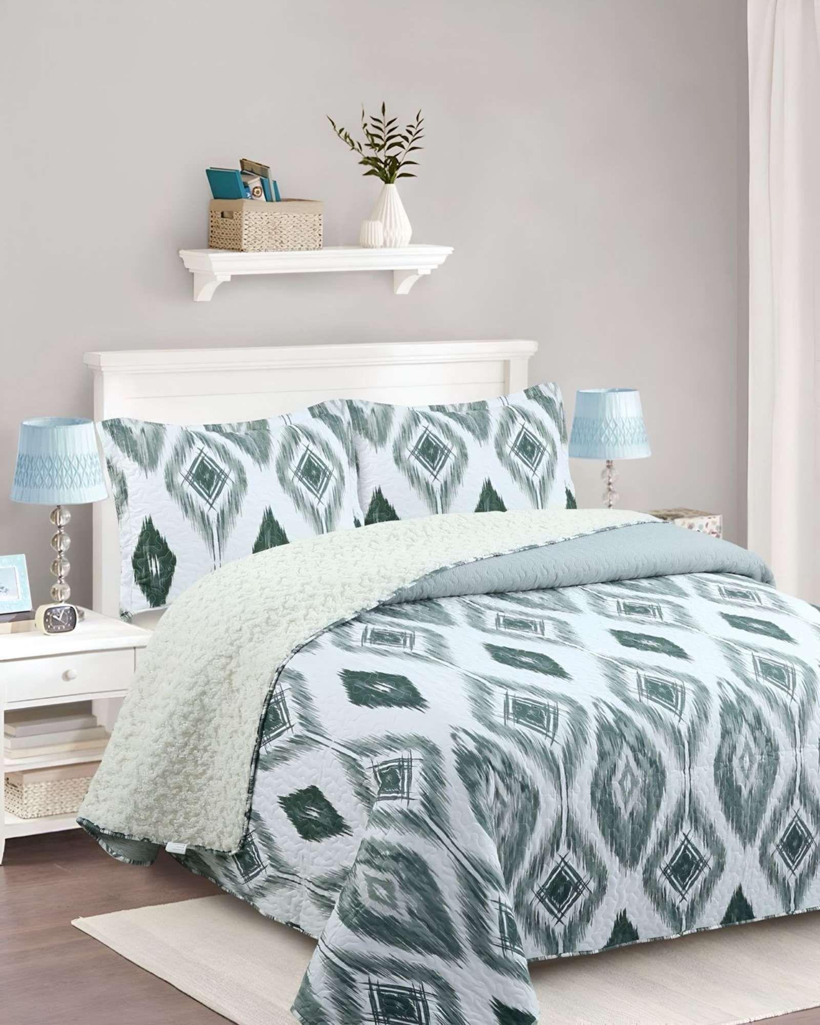 Quilt con sherpa 2 plaza blanco J14-3