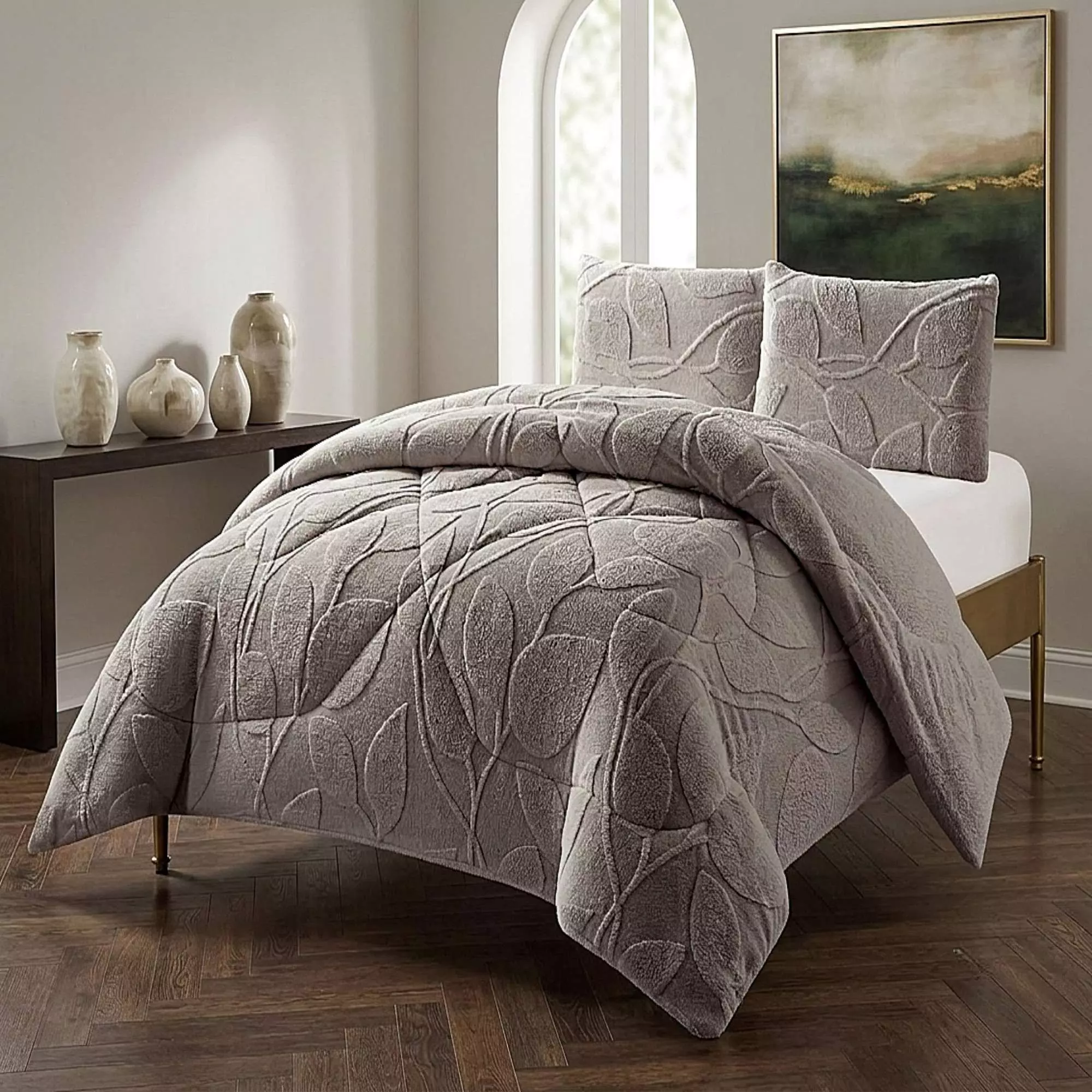 COBERTOR SHERPA TEXTURIZADO RY KING GRIS-0