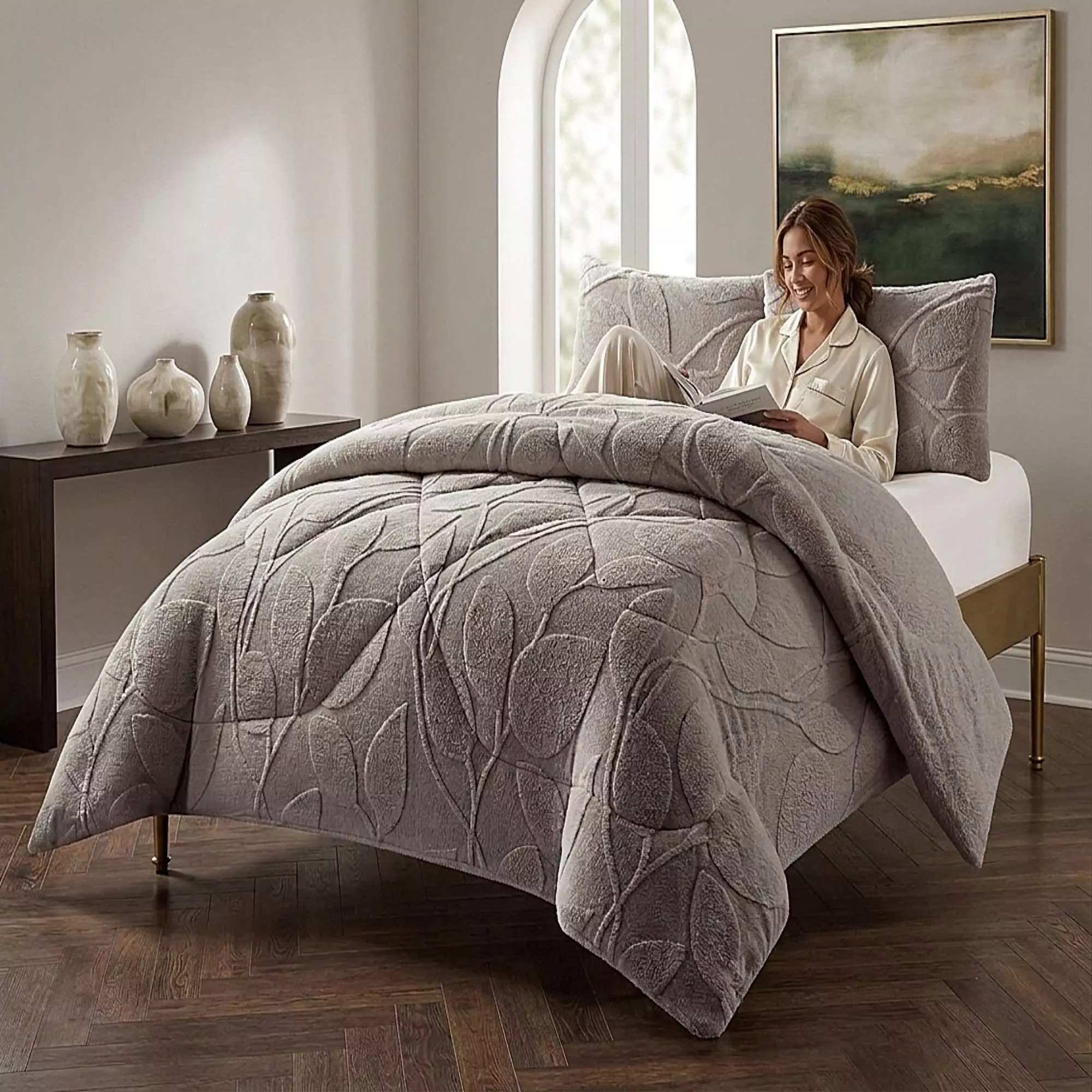 COBERTOR SHERPA TEXTURIZADO RY KING GRIS-2