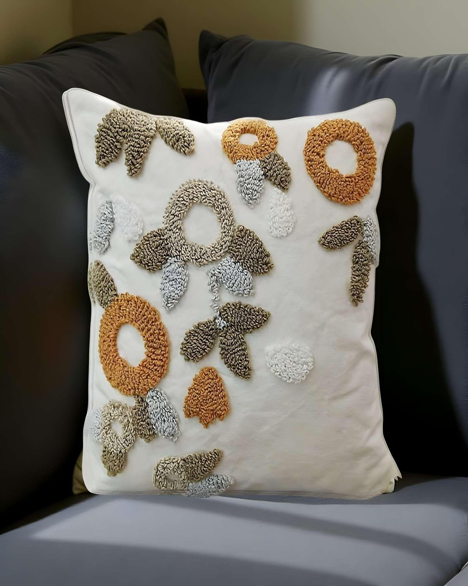 SET DE 4 FUNDAS DE COJIN TUFTING 45X45 CM BLANCO 02-3