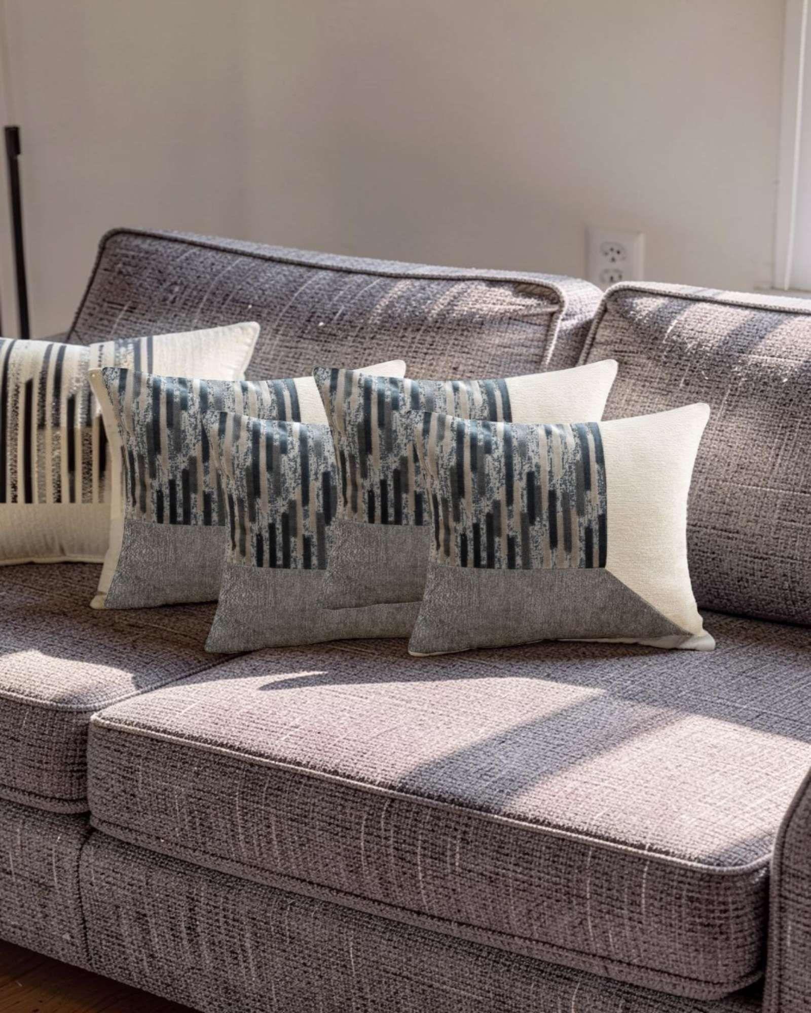 PACK DE 4 FUNDAS DE COJIN CHENILLE DE EMPALME MULTICOLOR 4-2