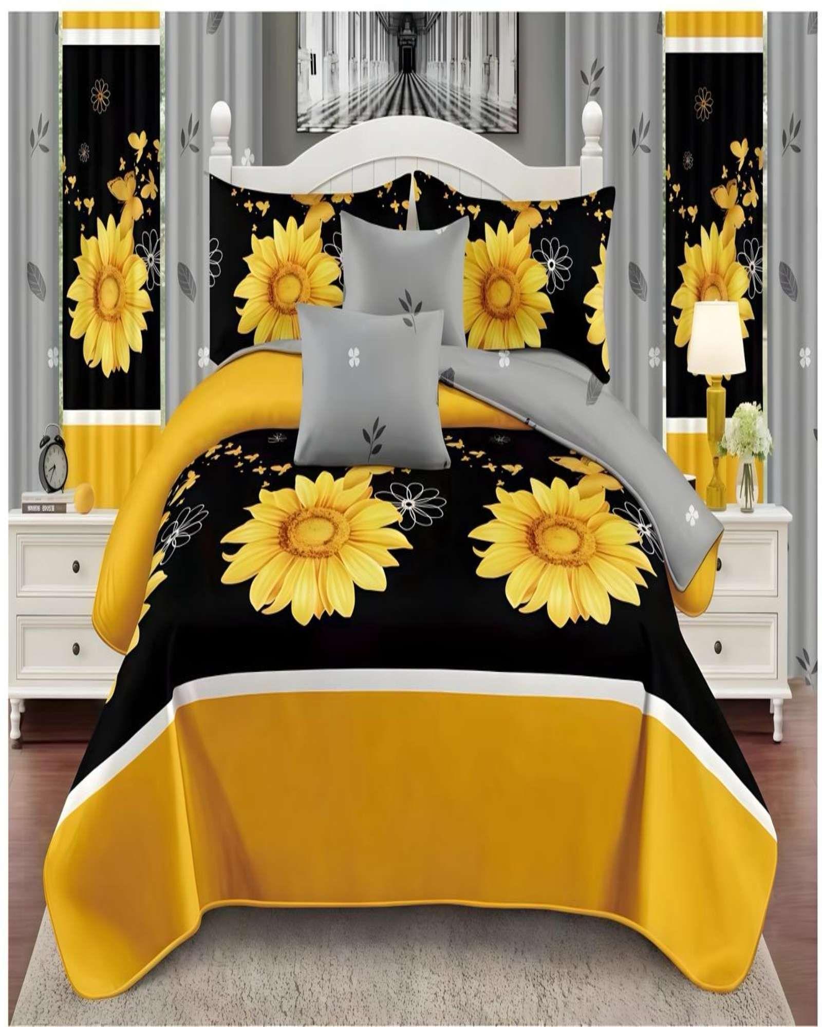 SET DE CAMA DE 9 PIEZAS INCLUYE CUBRECAMA MAS JUEGO DE SABANAS MAS CORTINAS 08-3