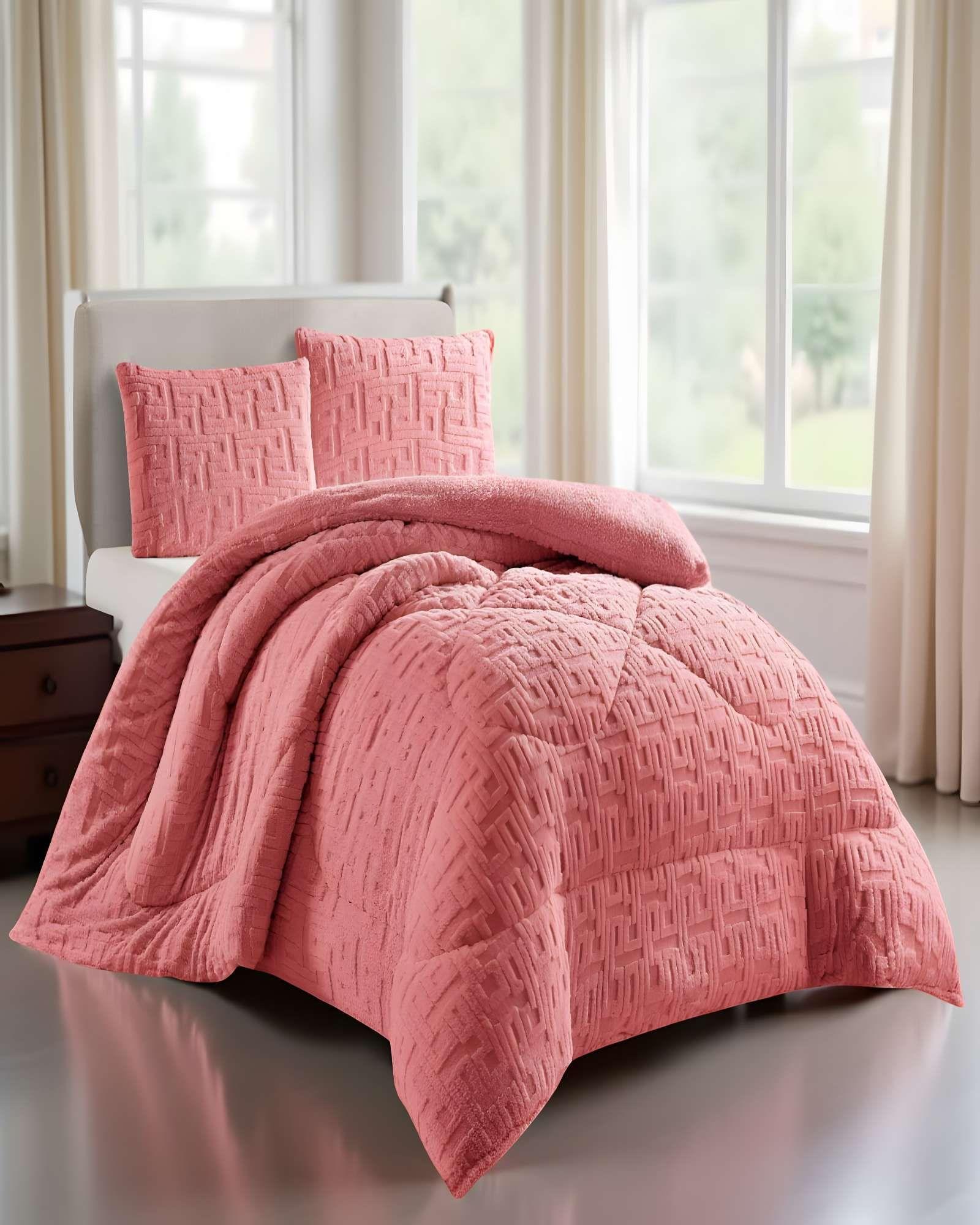 COBERTOR SHERPA TEXTURIZADO RH KING ROSADO-3