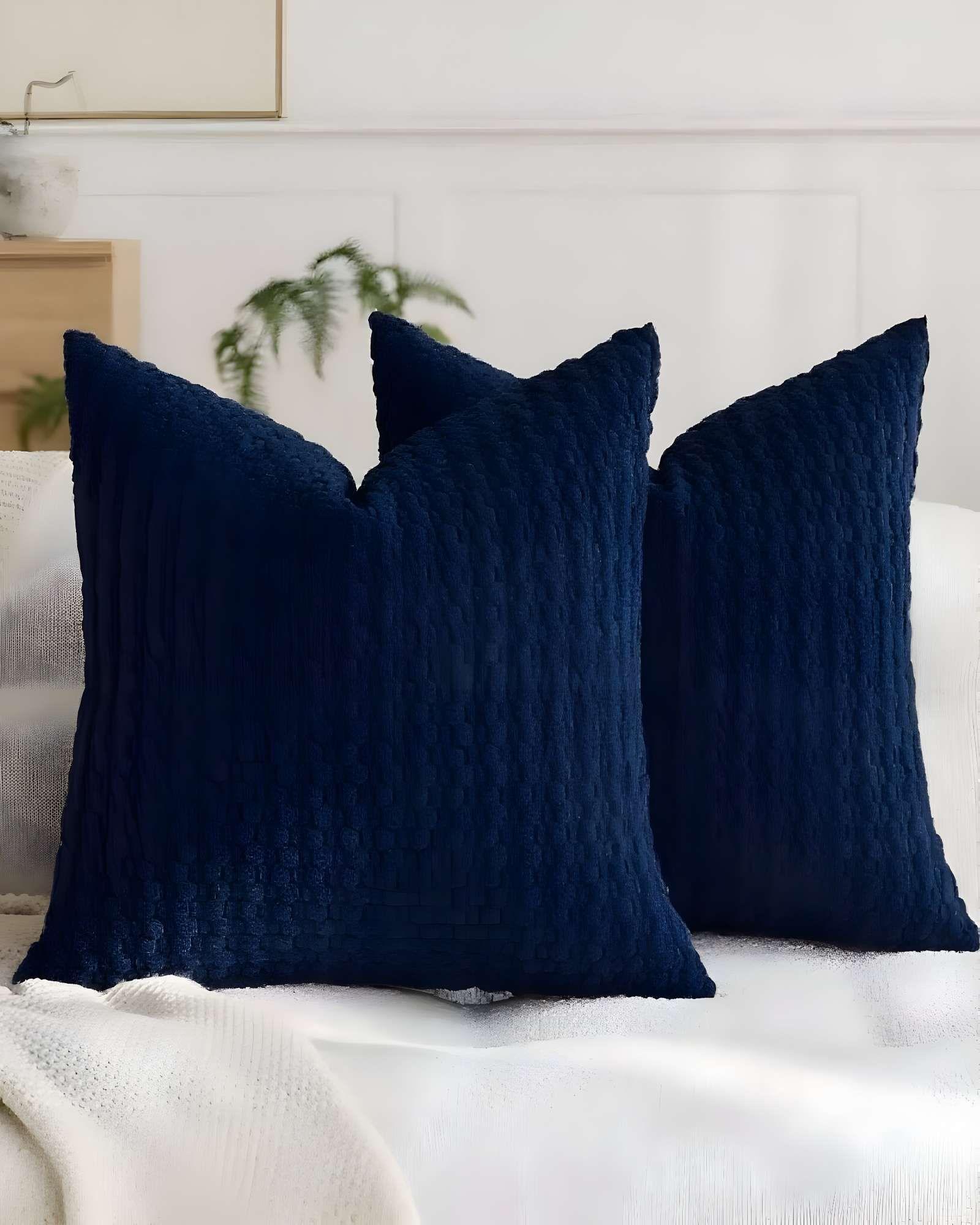 SET DE 2 FUNDAS DE COJINES DISEÑO DE MAIZ 45CM X 45 CM AZUL-3