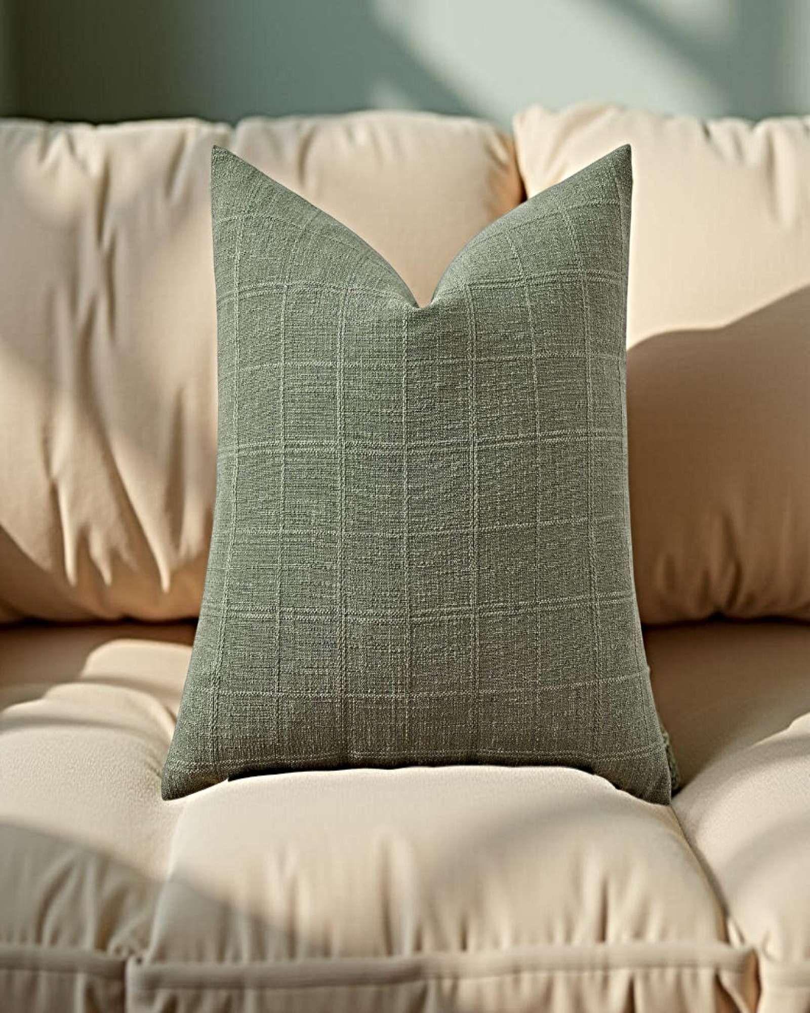 PACK DE 2 FUNDAS DE COJIN JACQUARD CUADRILLE 45X45 CM VERDE-3