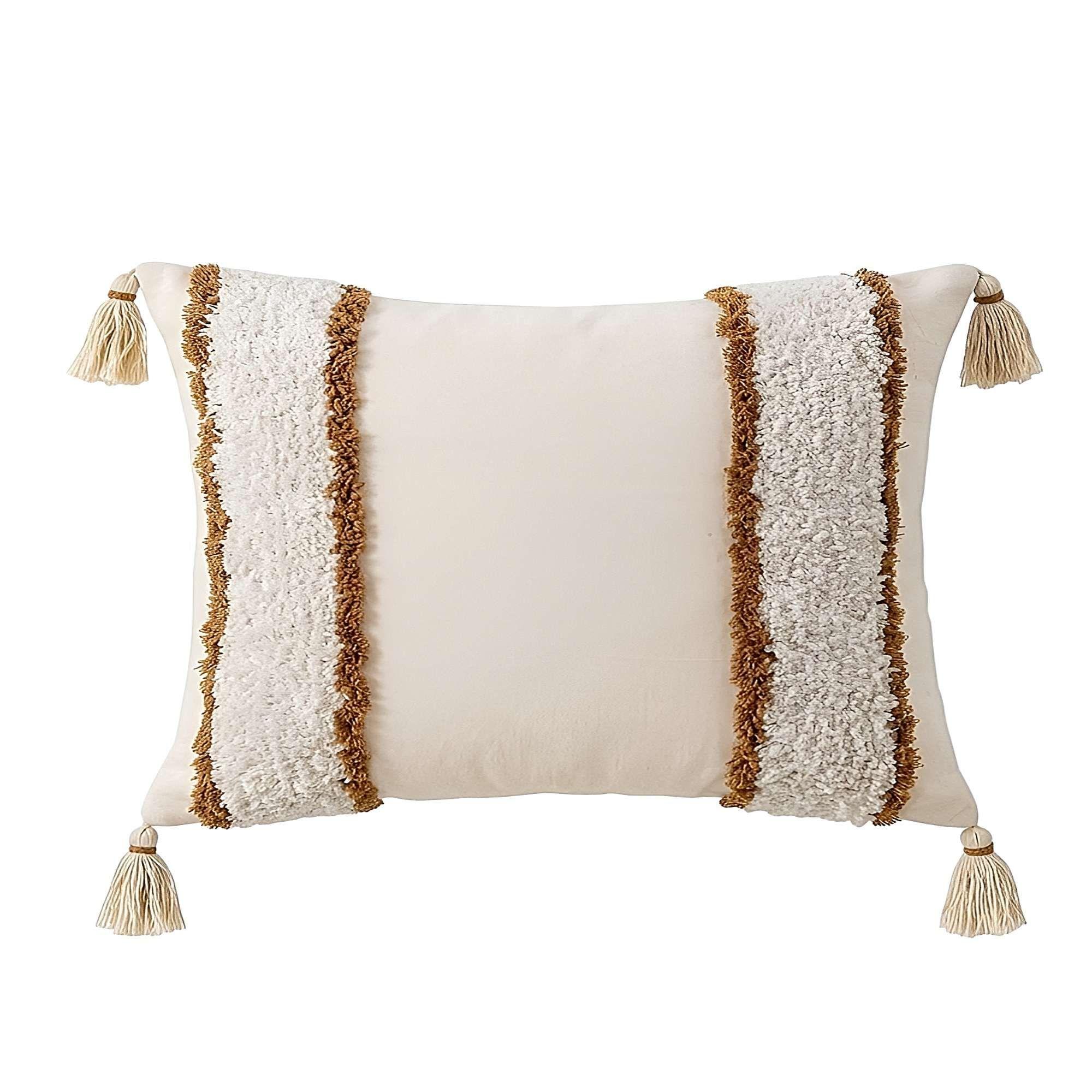 SET DE 2 FUNDAS DE COJIN BORDADA CON BORLAS 45X45 CM F4-1