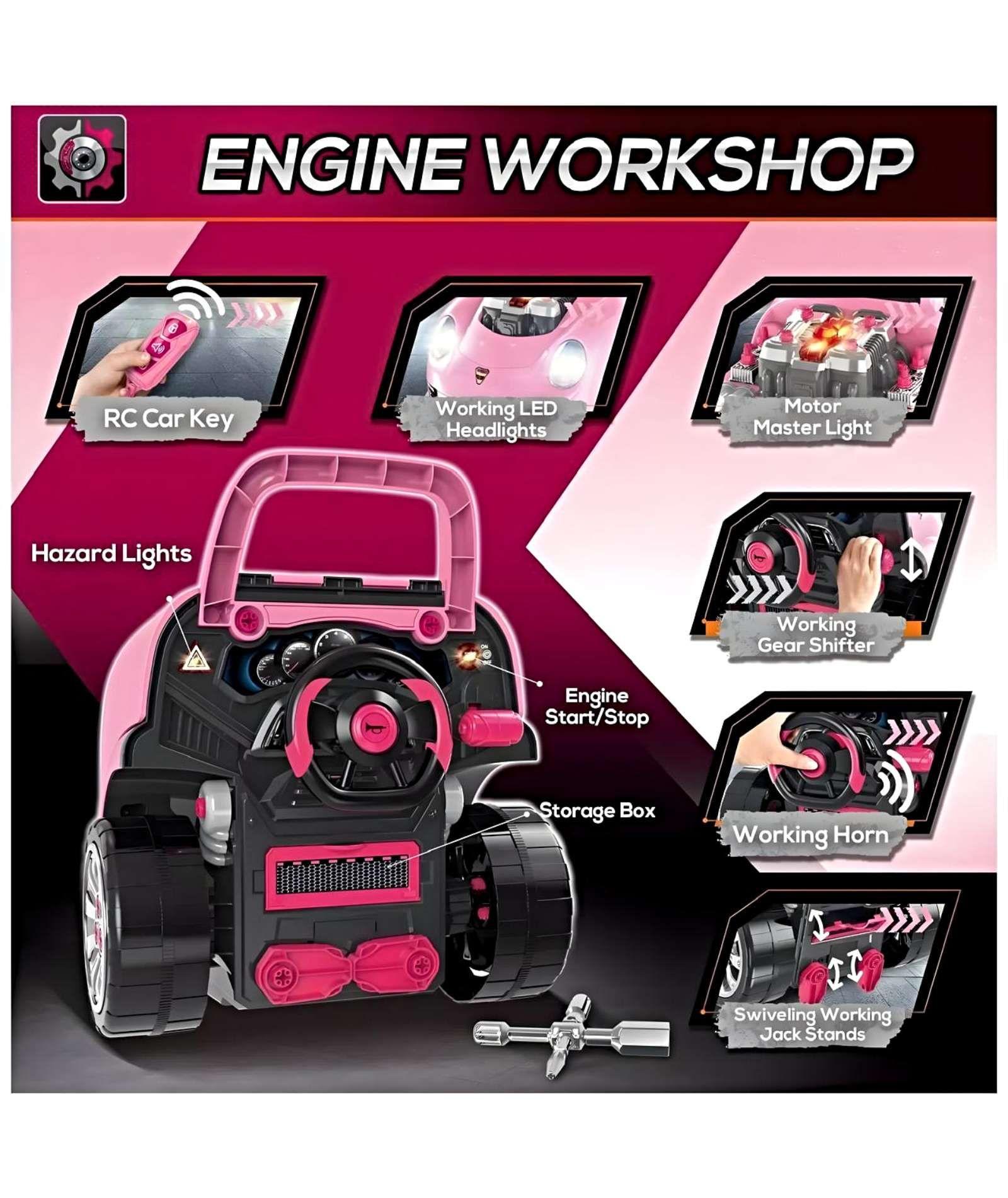 Juguete Auto Para Reparar Con Luces Sonidos Y Accesorios Rosa J6-3