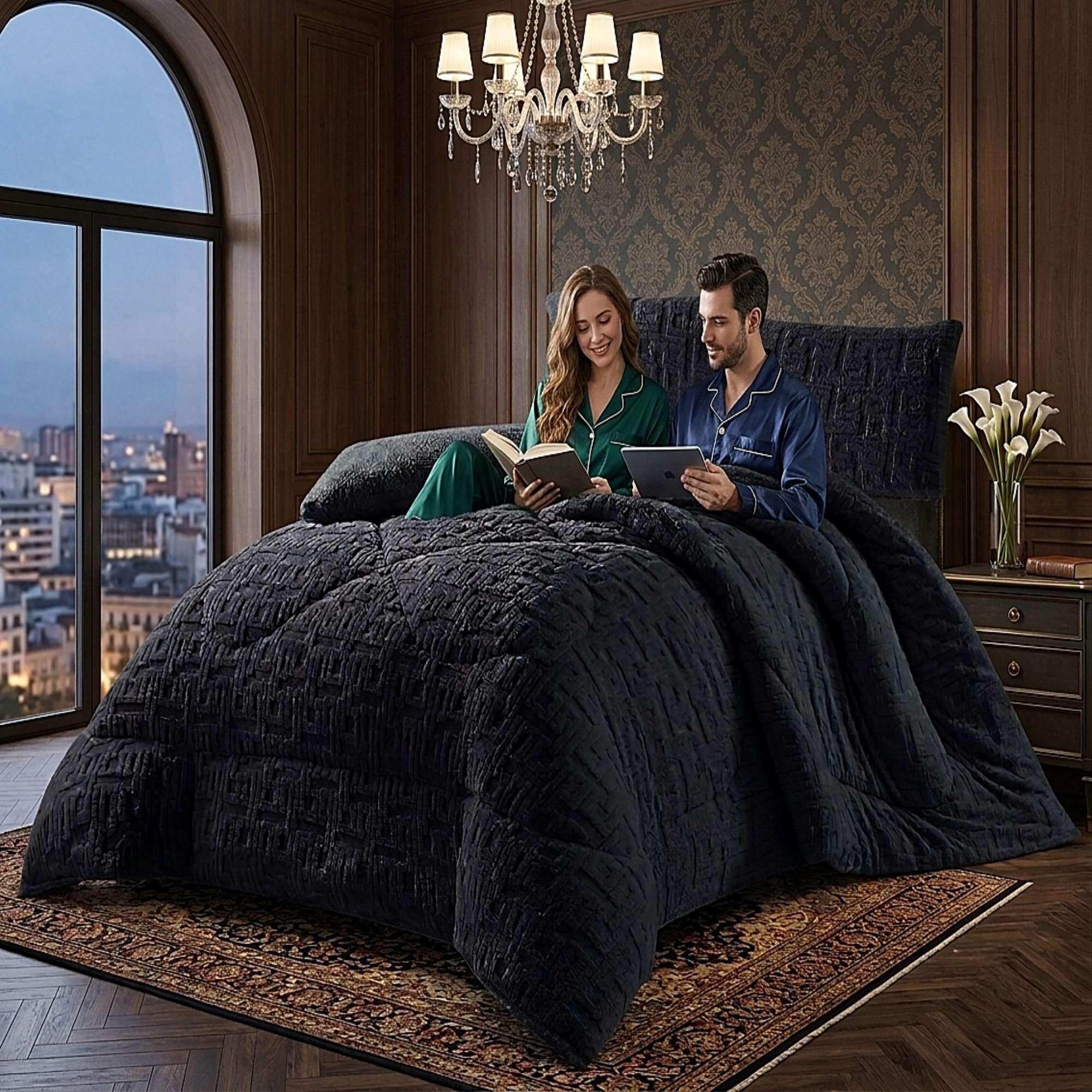 COBERTOR SHERPA TEXTURIZADO RH 2 PLAZAS NEGRO-2