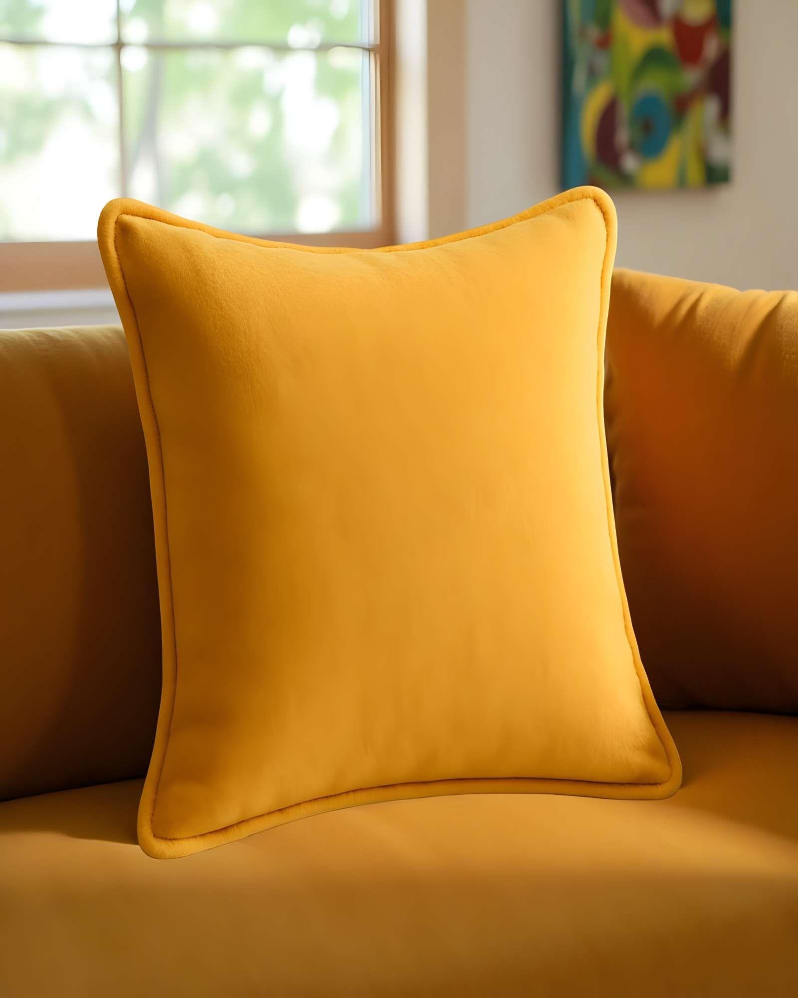 PACK DE 4 FUNDAS DE COJIN LISA CON BORDE 45X45 AMARILLO-2