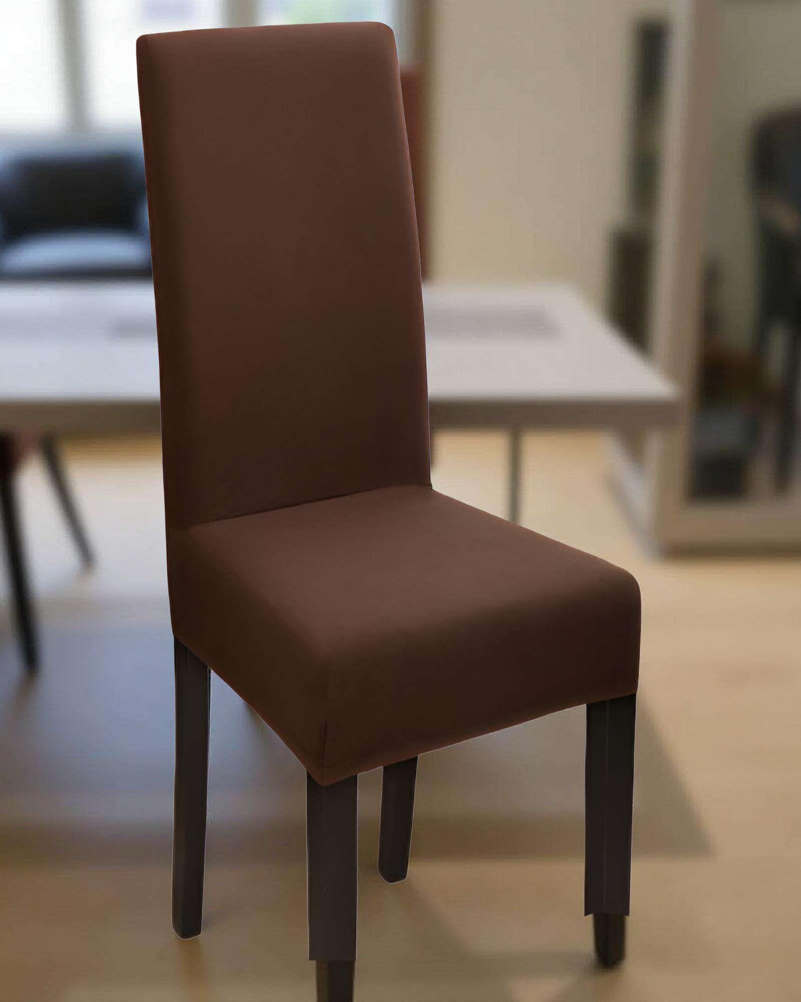 SET DE 6 FUNDAS DE SILLA ELASTICADAS COLOR CAFÉ-2