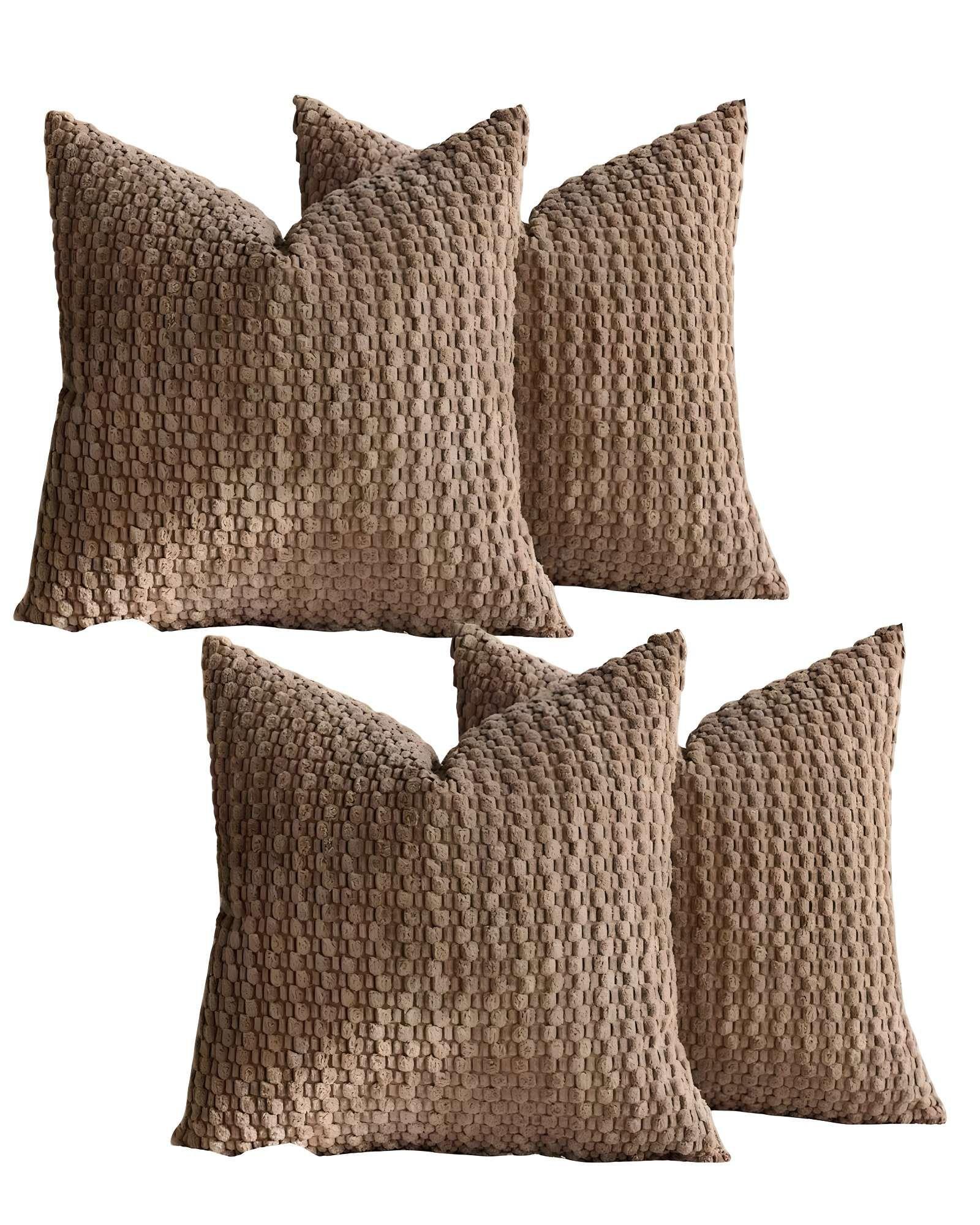 SET DE 4 FUNDAS DE COJINES DISEÑO DE MAIZ 45CM X 45 CM MARRON-2