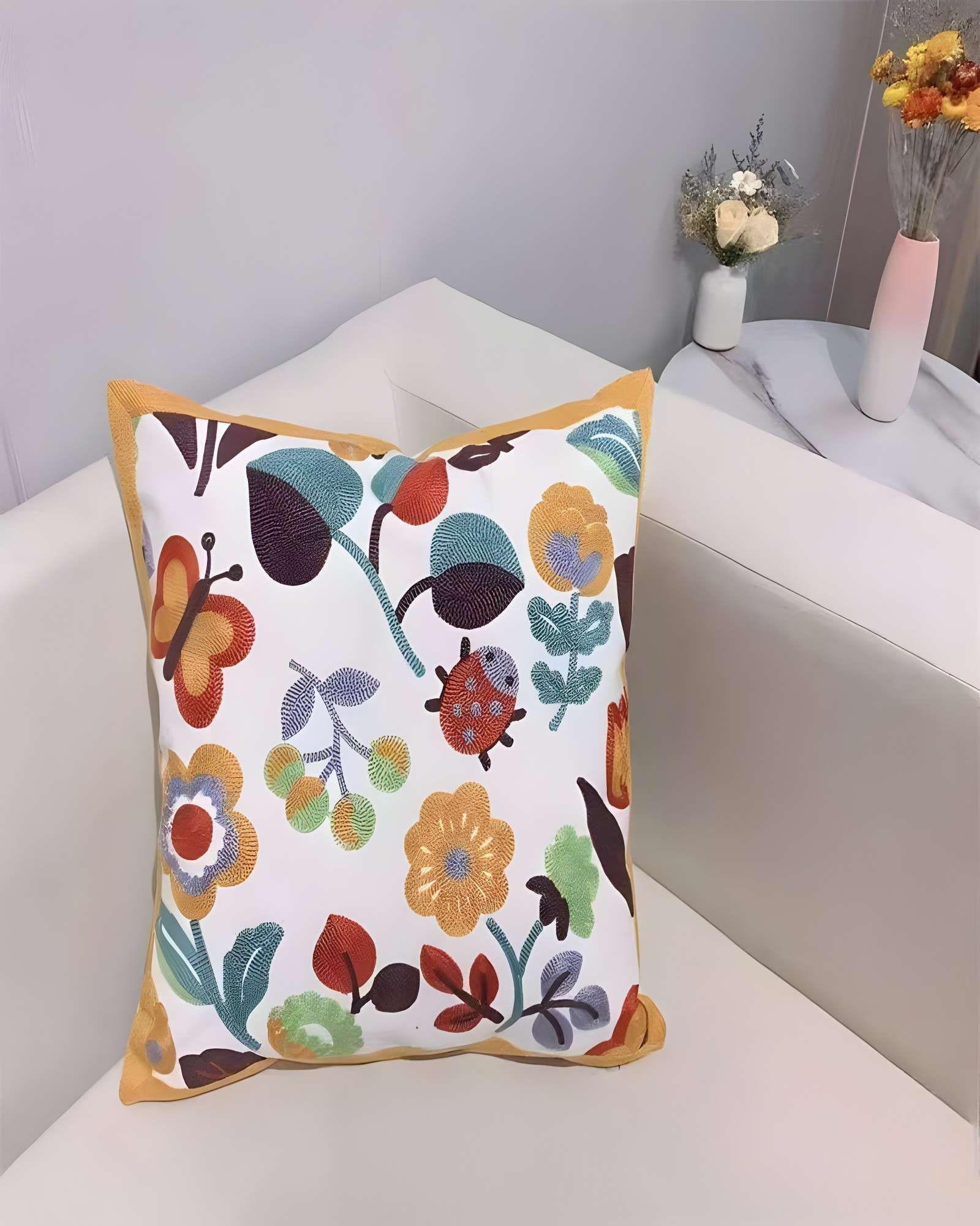 SET DE 4 FUNDAS DE COJIN BORDADAS 45X45CM BLANCO 03-3