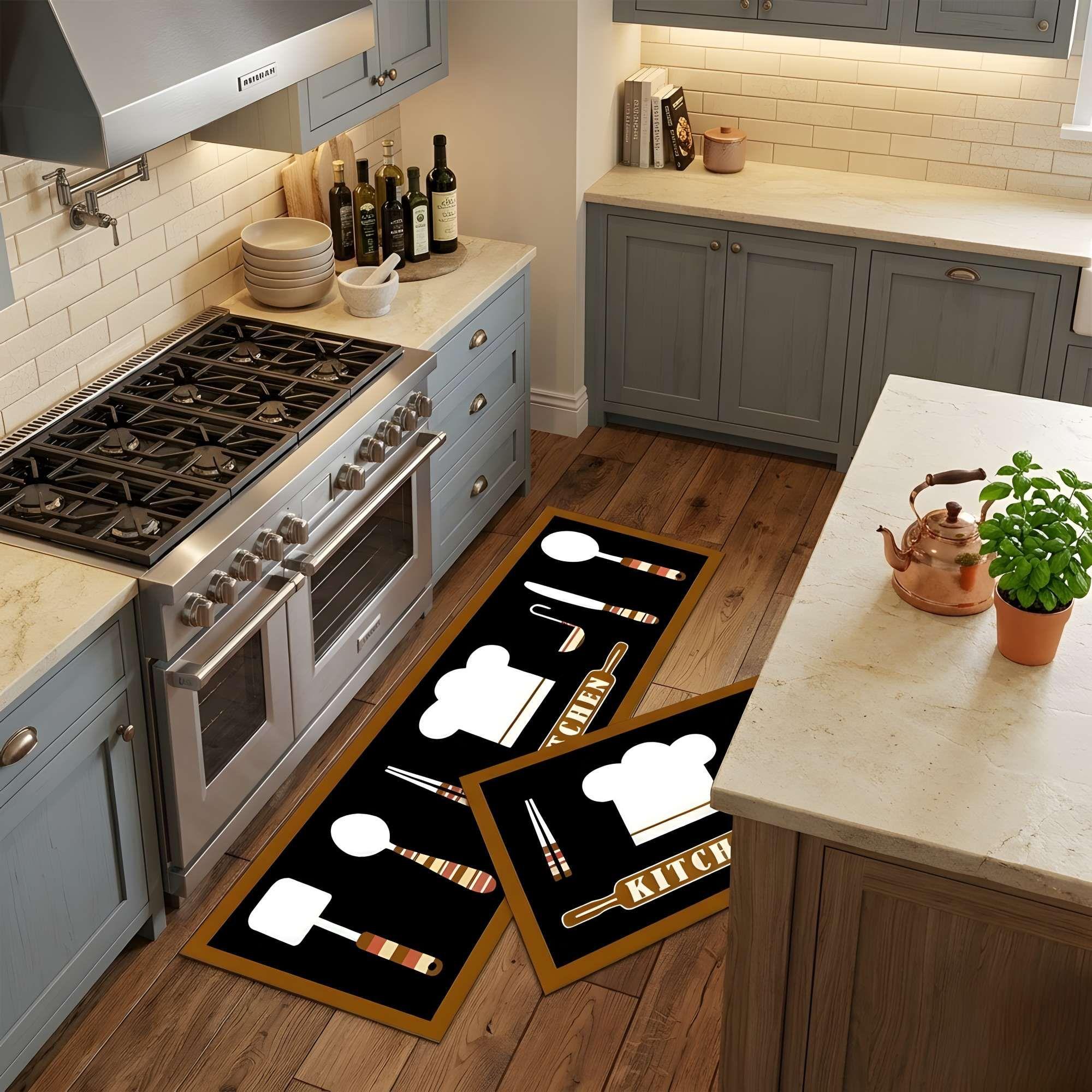 DUO DE  ALFOMBRAS DE GOMA MINIMALISTAS PARA COCINA B11-2