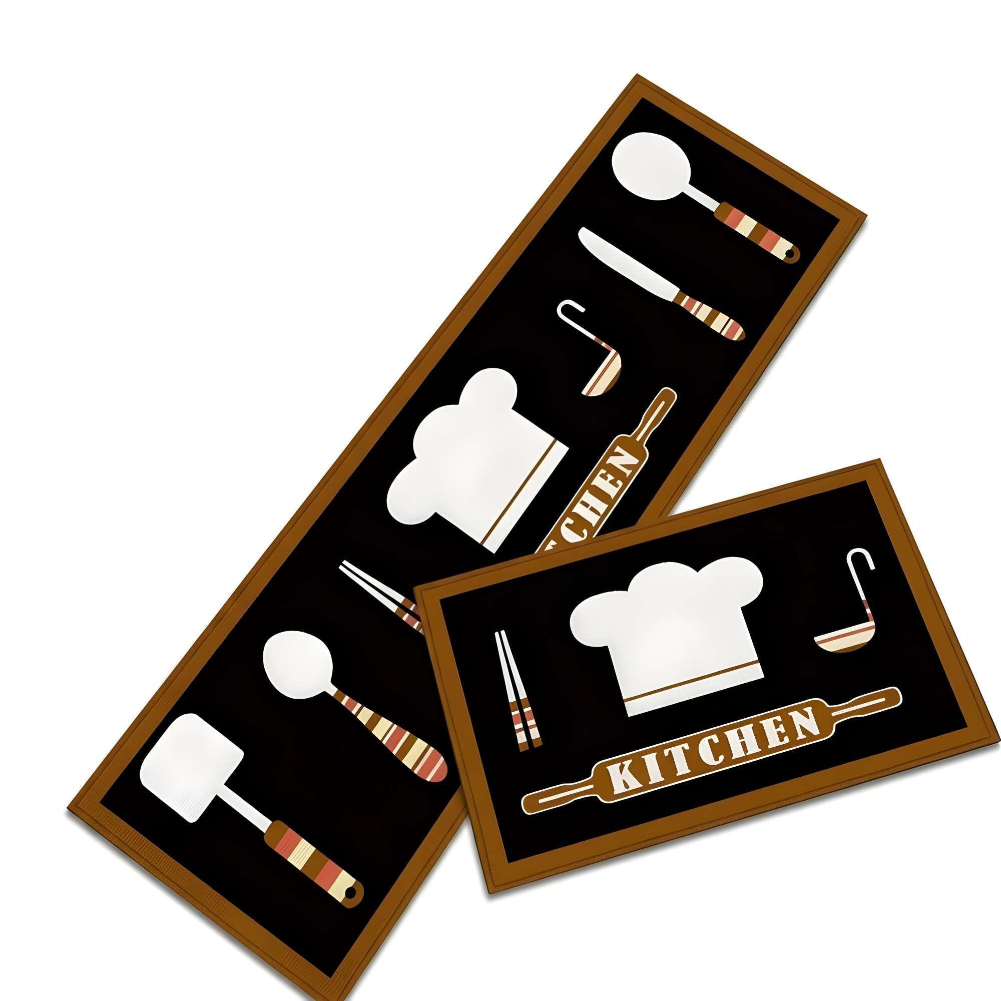 DUO DE  ALFOMBRAS DE GOMA MINIMALISTAS PARA COCINA B11-3
