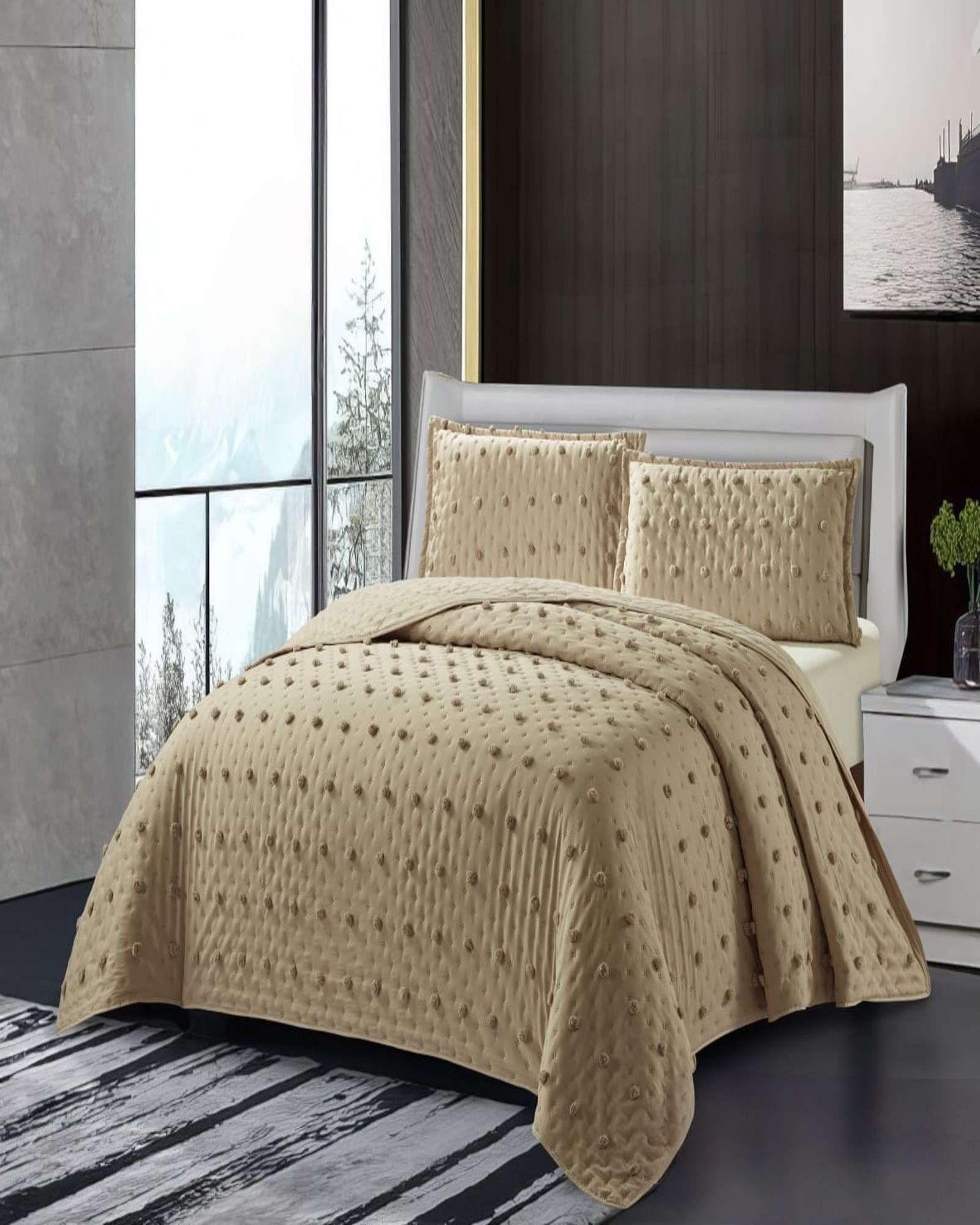 quilt cubrecama TUFTING DE LUJO SUAVE KING T04-3