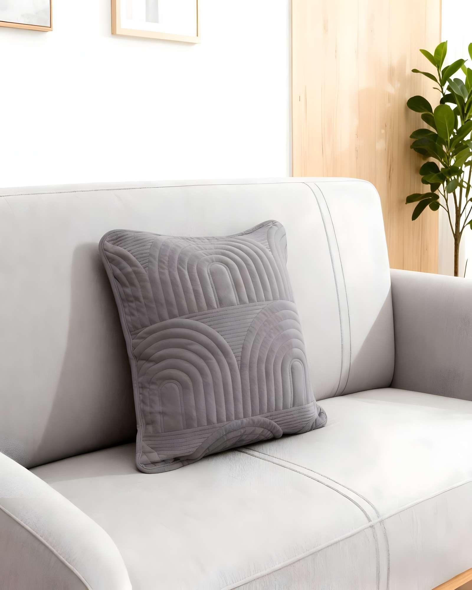 SET DE 2 FUNDAS DE COJIN SERIE ARCO 45X45 CM GRIS-2