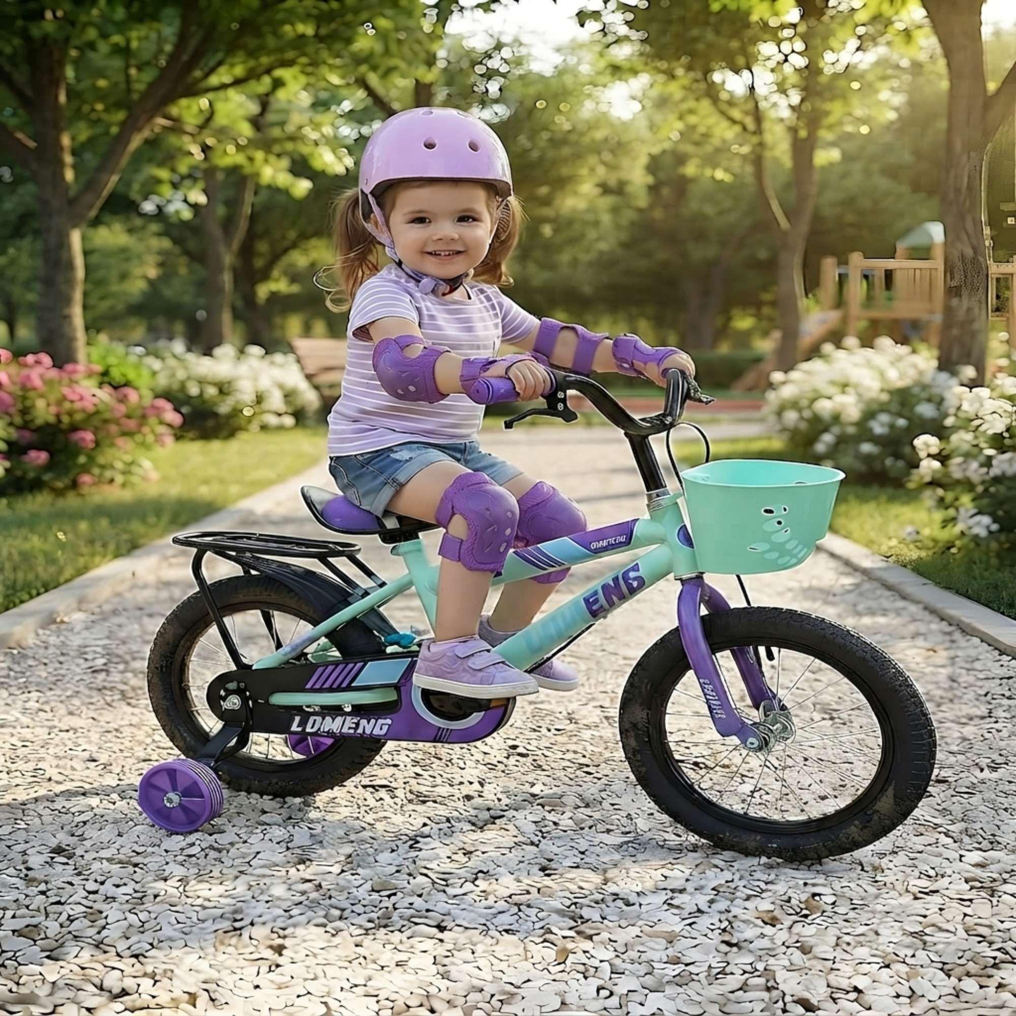 BICICLETA PARA NIÑOS ARO 14 CON RUEDITAS MAS KIT DE SEGURIDAD VERDE AGUA-3