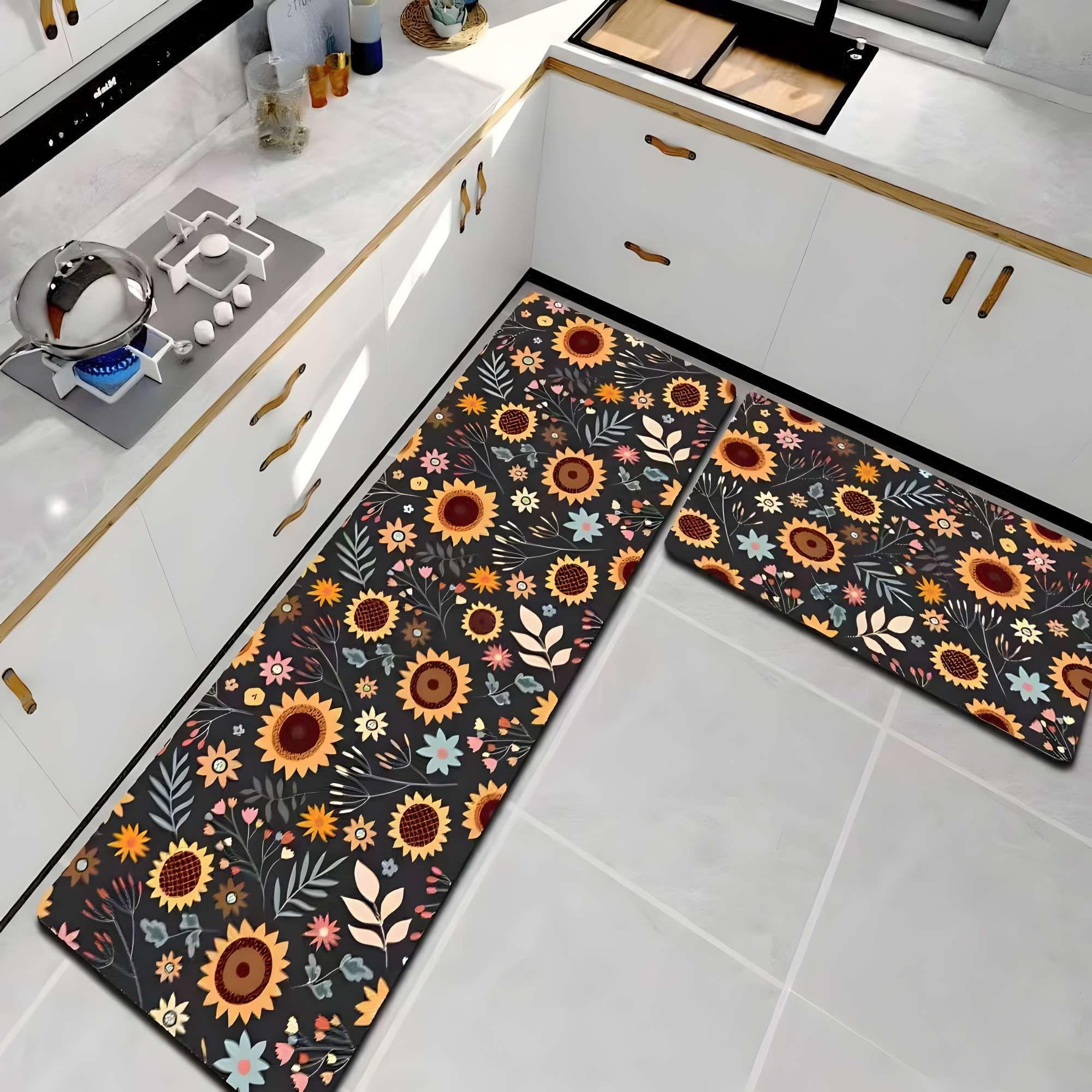 DUO DE  ALFOMBRAS DE GOMA MINIMALISTAS PARA COCINA B19-2