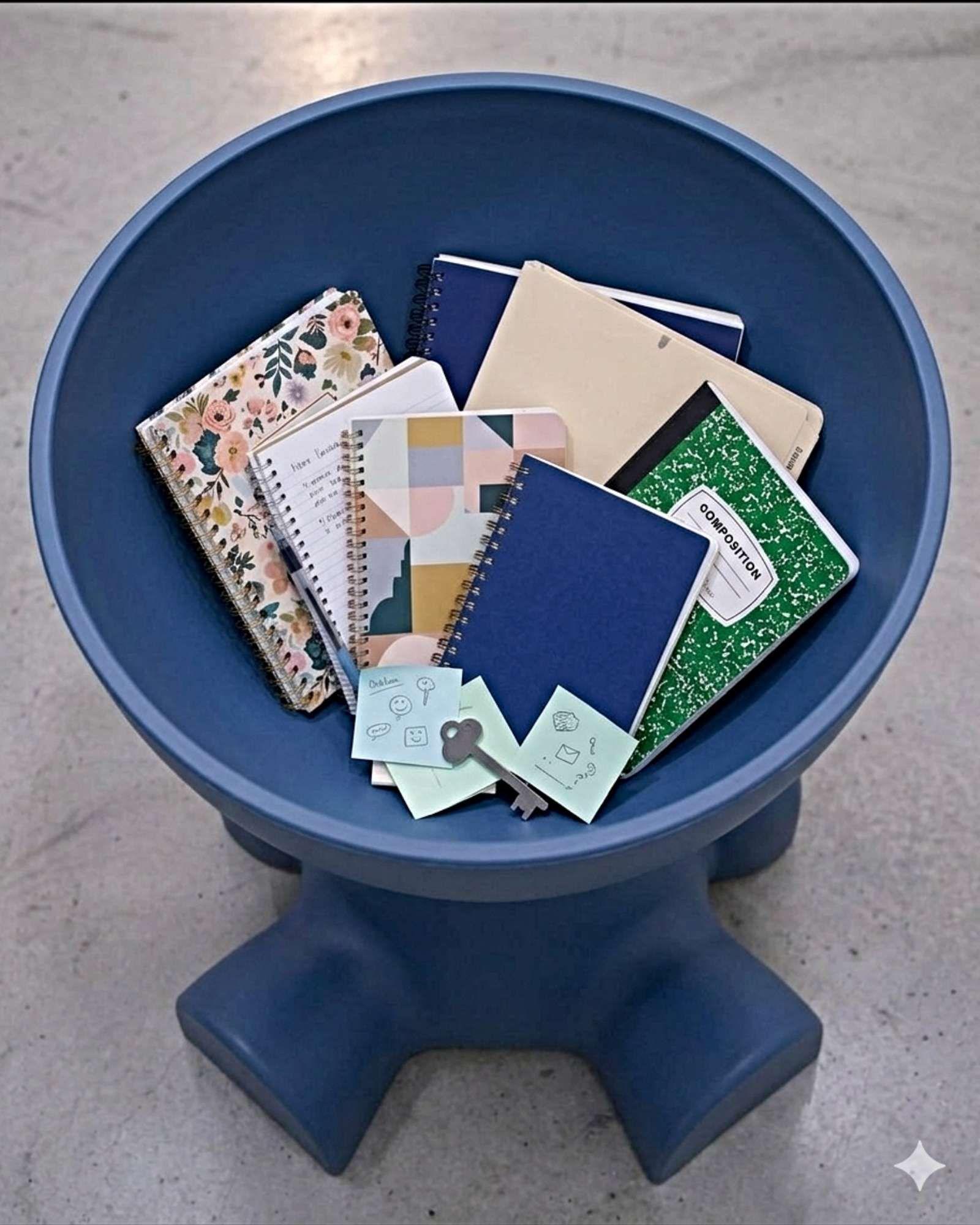 MESA DE ARRIMO MULTIFUNCIONAL CON COMPARTIMENTO ORGANIZADOR INTEGRADO AZUL-3