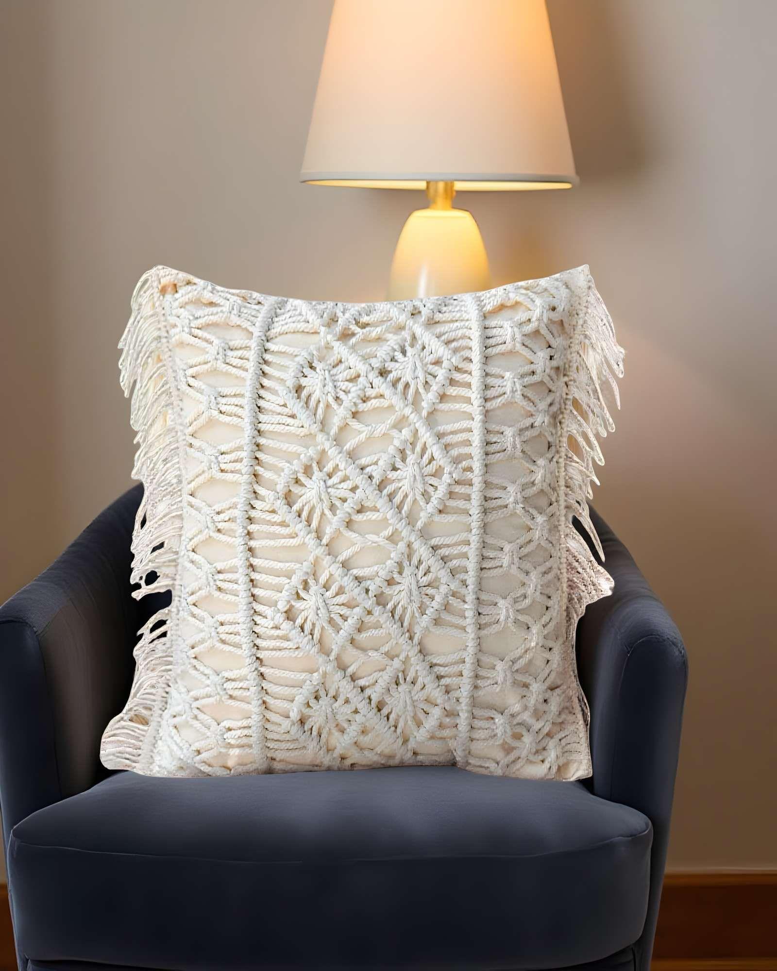 PACK DE 2 FUNDAS DE COJIN ESTILO BOHEMIO 45X45 CM BLANCO 01-2