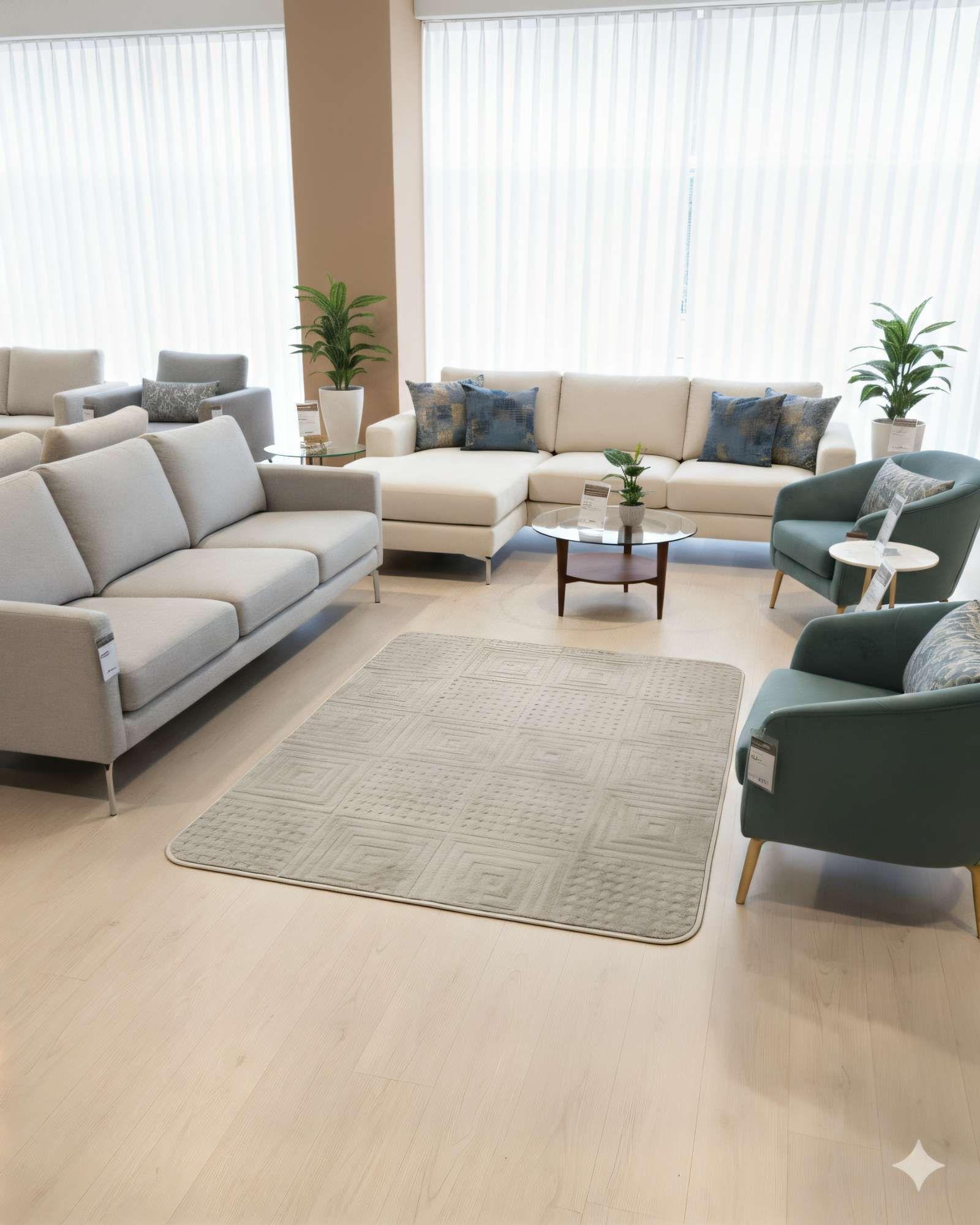 ALFOMBRA DECORATIVA TEXTURIZADA 150X200CM COLOR BEIGE -2