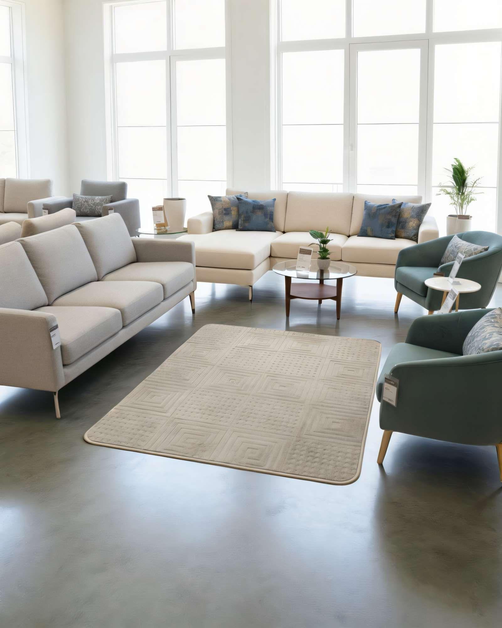 ALFOMBRA DECORATIVA TEXTURIZADA 150X200CM COLOR BEIGE -3