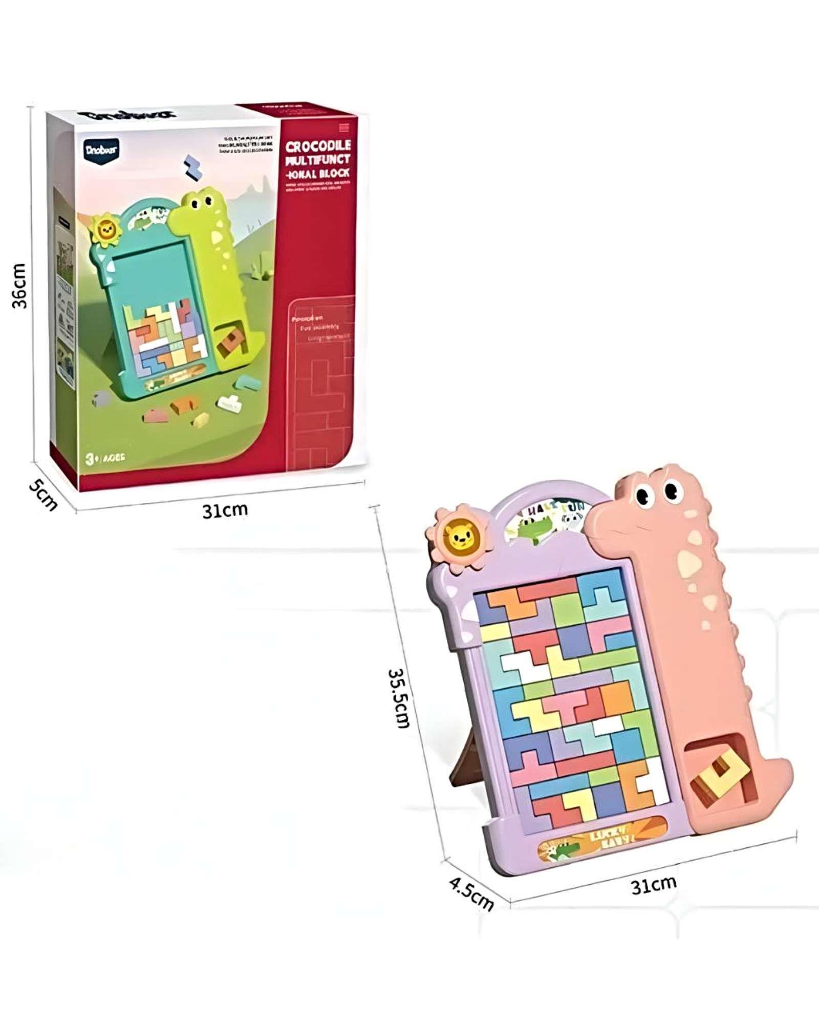Juego de Bloques de Lógica Puzzle Educativo 3D Tipo Tetris rosa-3