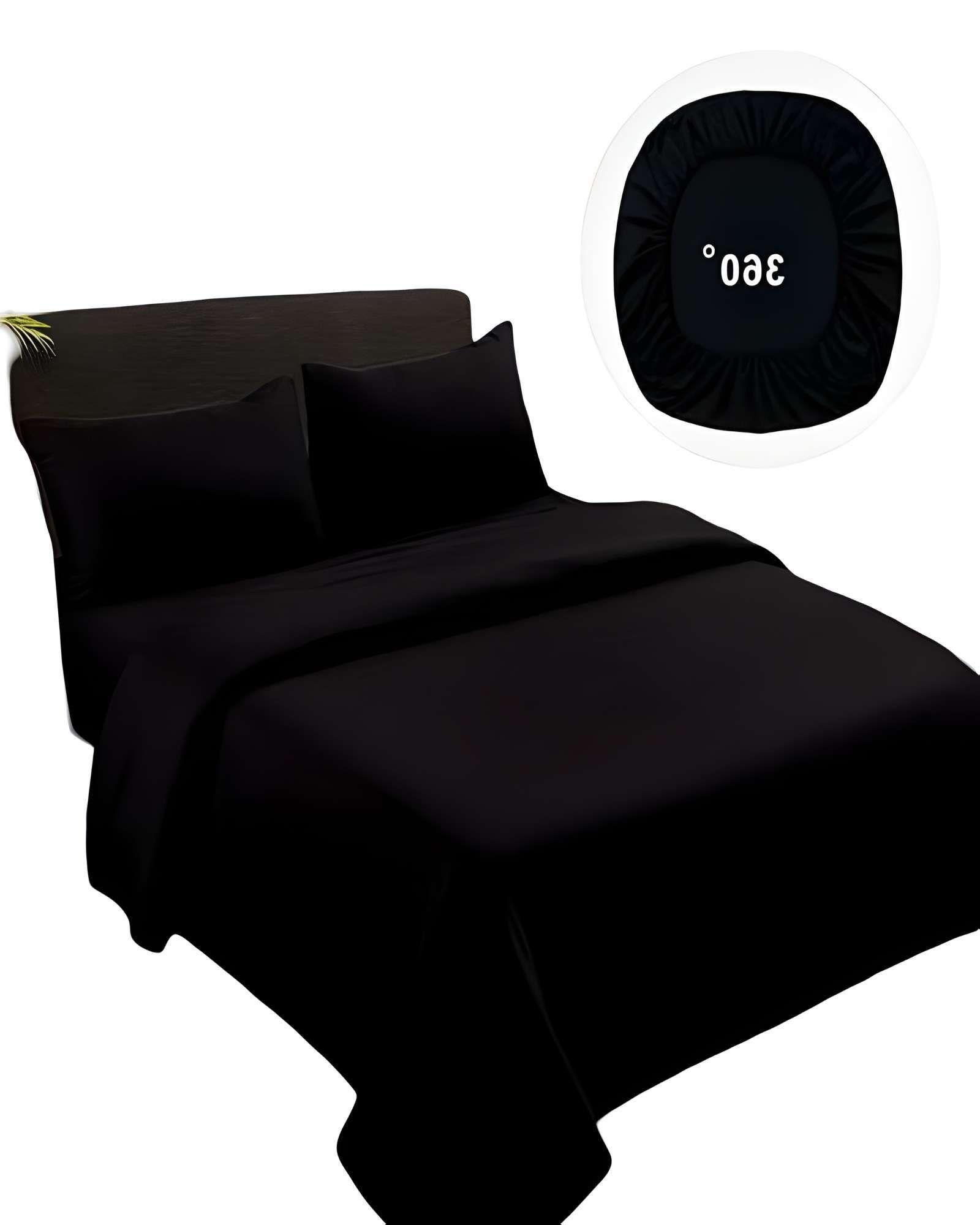 JUEGO DE SABANAS DE 500 HILOS 2 PLAZAS COLOR NEGRO-1