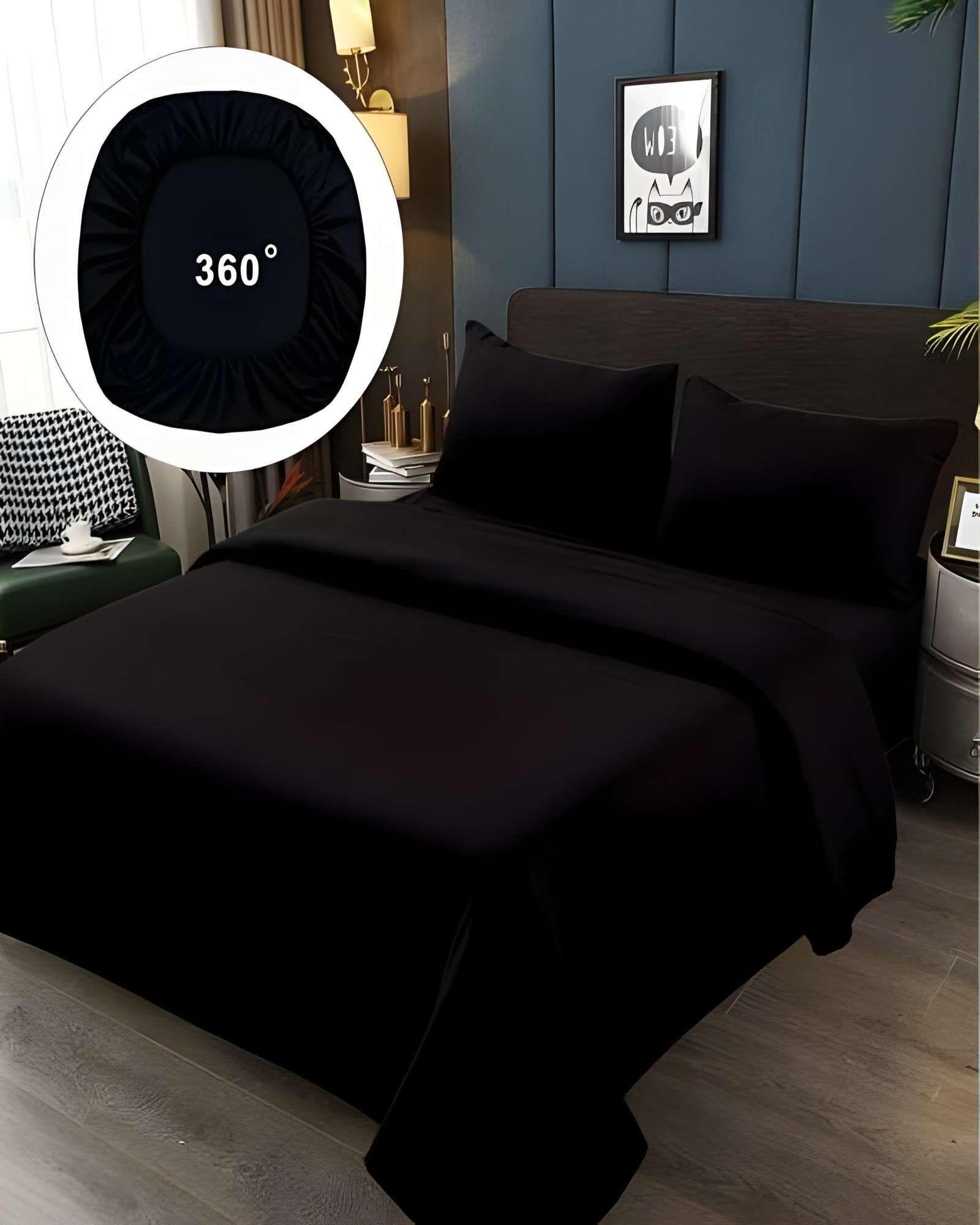 JUEGO DE SABANAS DE 500 HILOS 2 PLAZAS COLOR NEGRO-2