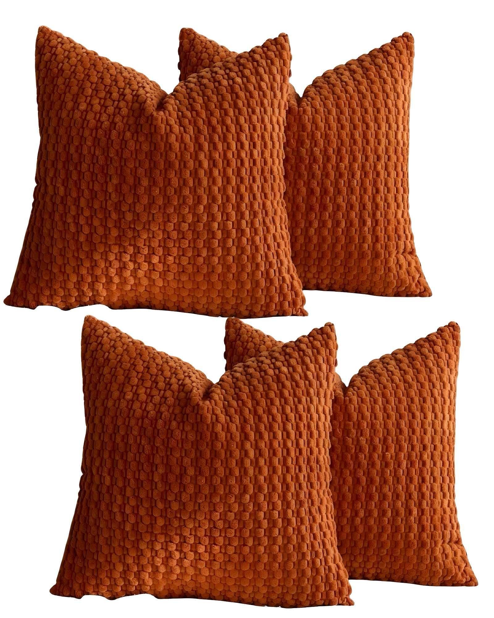 SET DE 4 FUNDAS DE COJINES DISEÑO DE MAIZ 45CM X 45 CM ANARANJADO-2