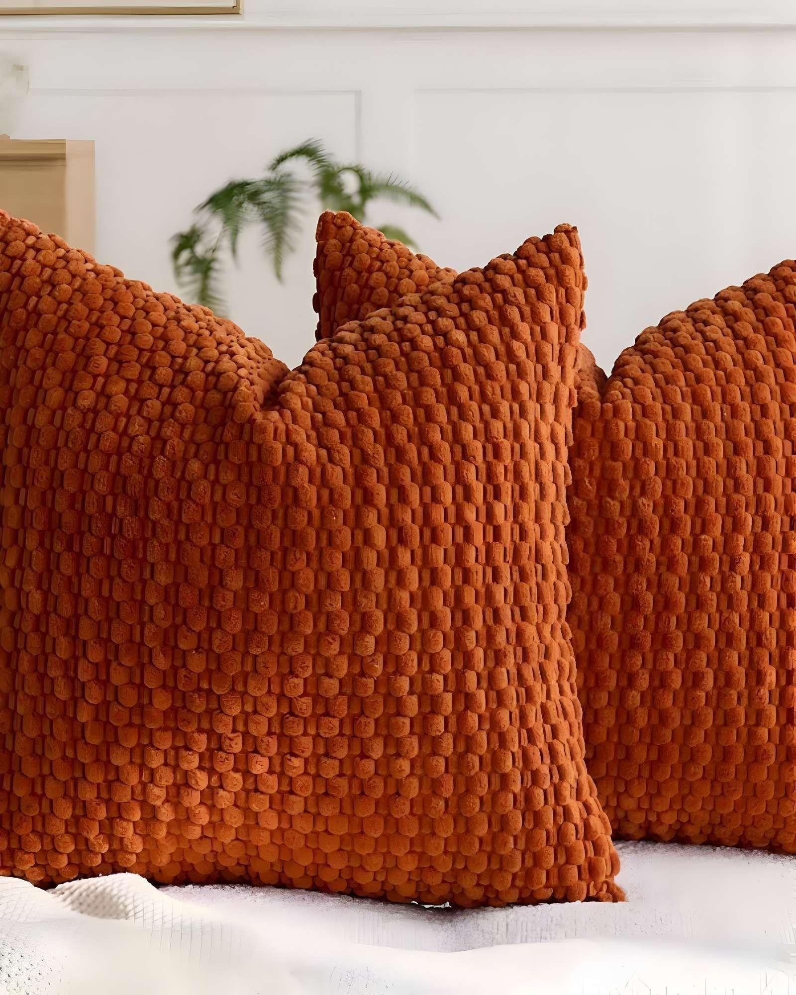 SET DE 4 FUNDAS DE COJINES DISEÑO DE MAIZ 45CM X 45 CM ANARANJADO-3