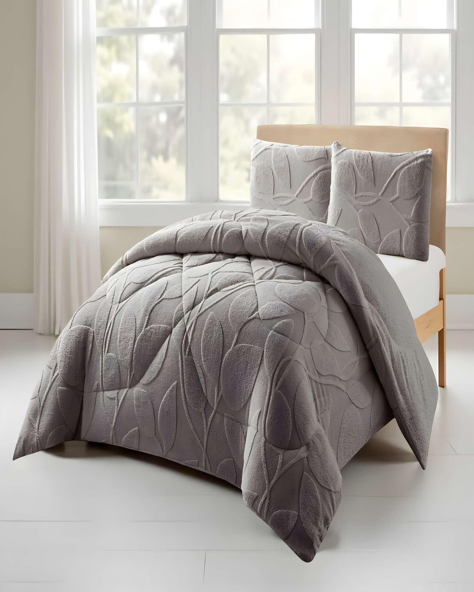 COBERTOR SHERPA TEXTURIZADO RY 2 PLAZAS GRIS-2